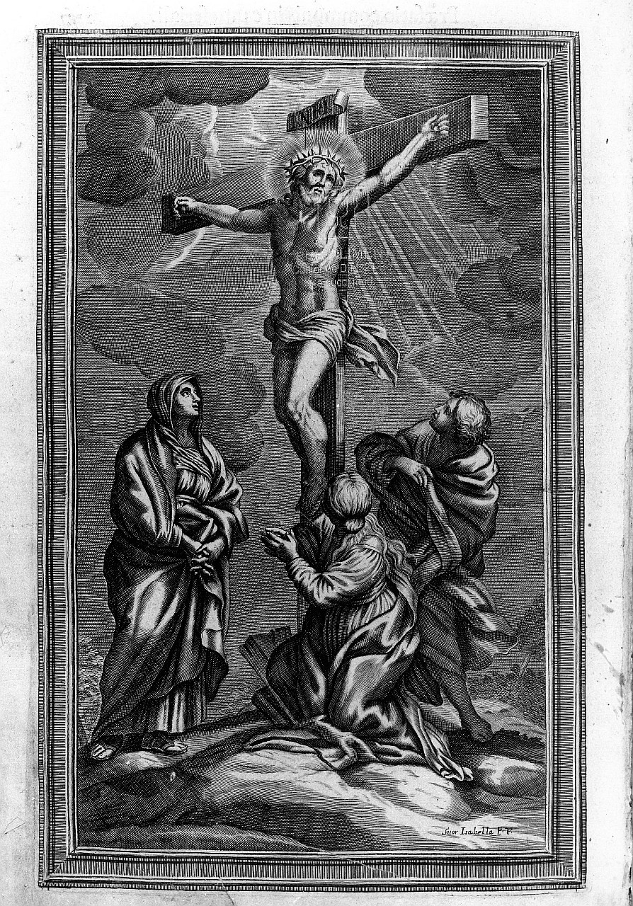crocifissione di Cristo (stampa) di Piccini Elisabetto detta Suor Isabella (primo quarto sec. XVIII)
