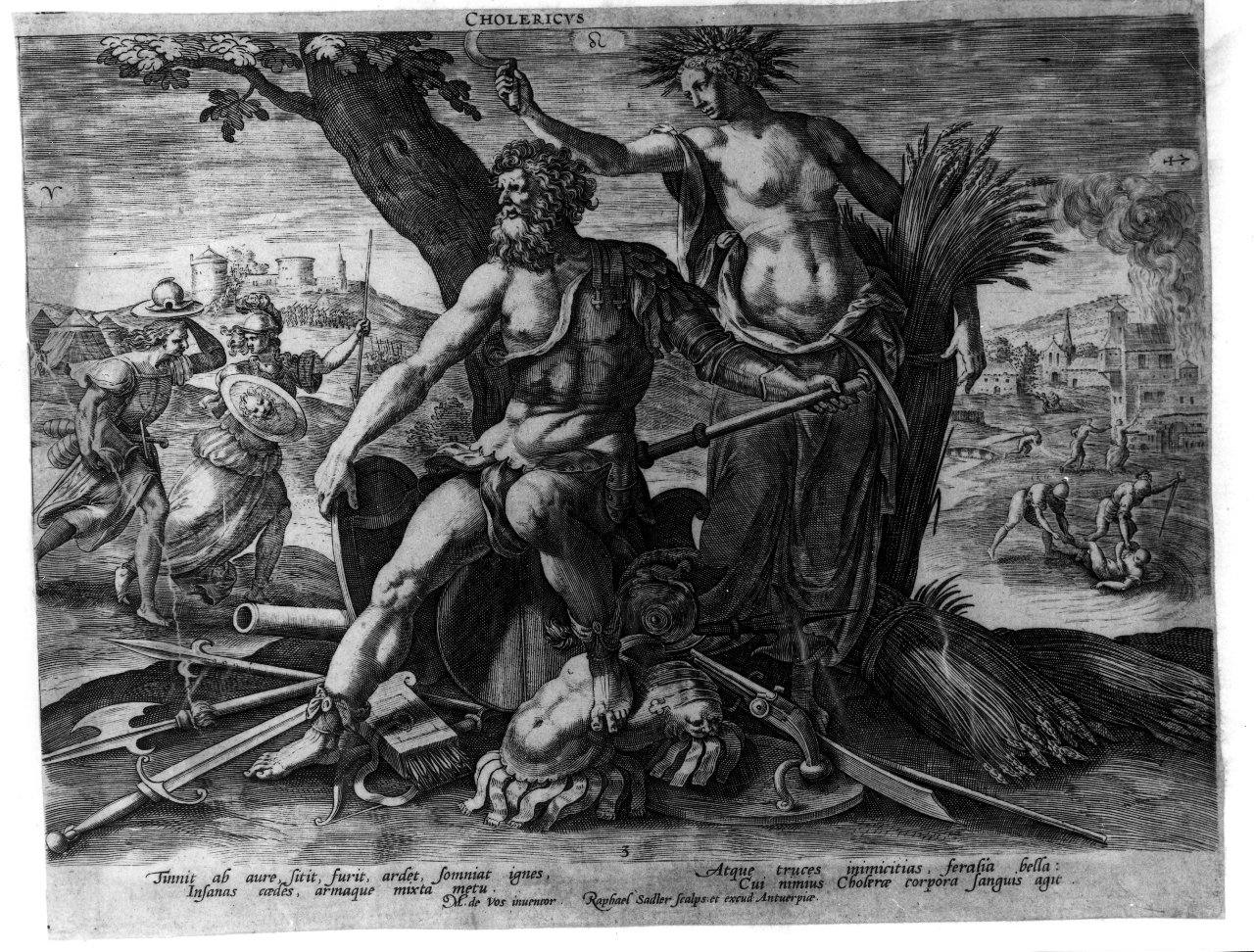 temperamento collerico (stampa smarginata, serie) di De Vos Marten, Sadeler Raphael II (prima metà sec. XVII)