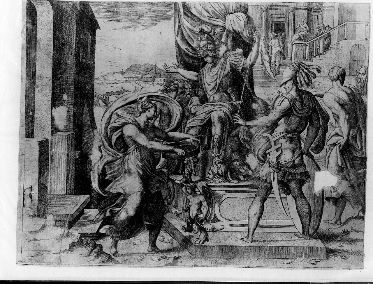 giustizia di Ottone III (stampa smarginata) - ambito romano (seconda metà sec. XVI)