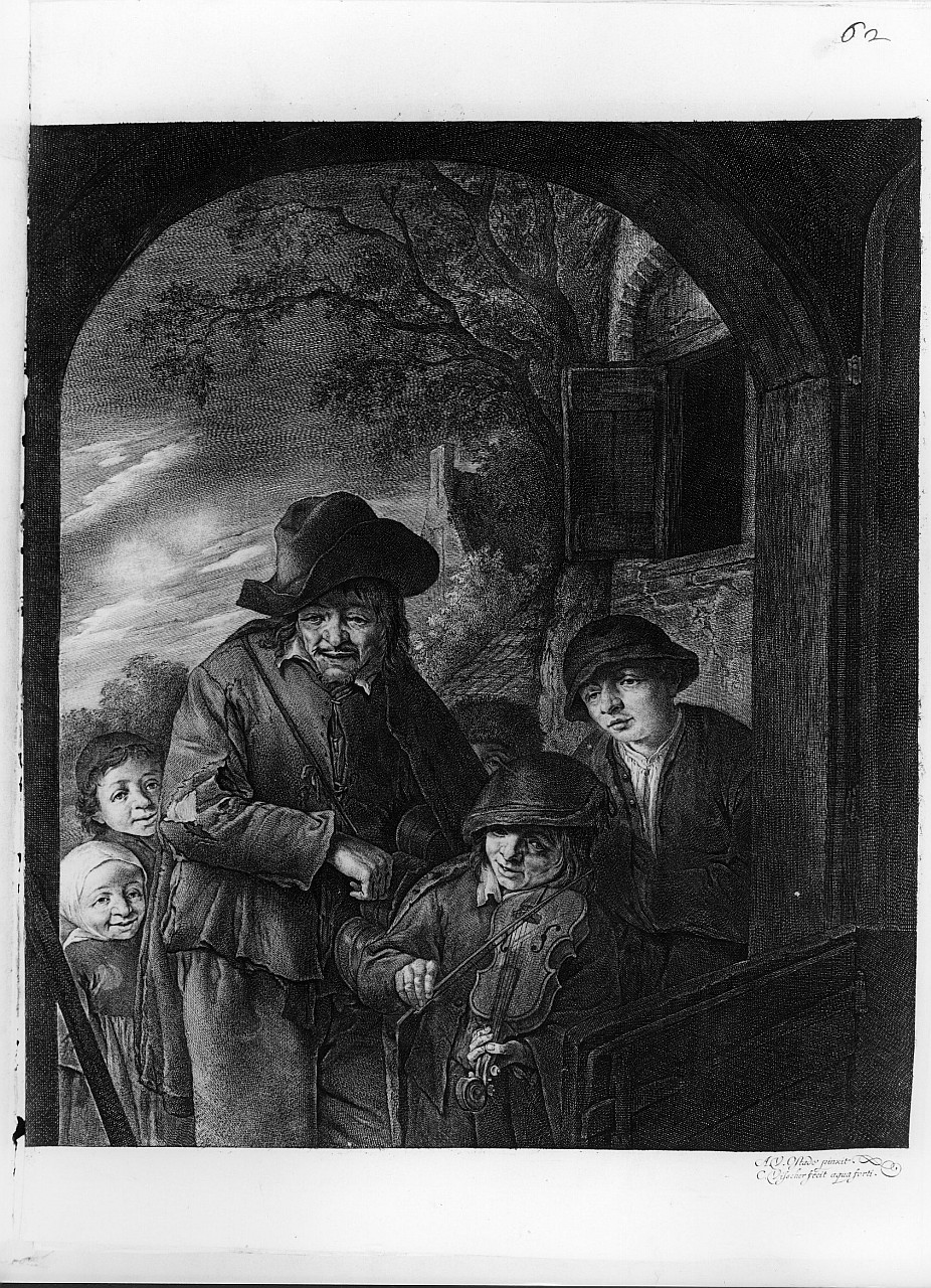 musicanti ambulanti (stampa) di Visscher Cornelis, Van Ostade Adriaen (terzo quarto sec. XVII)