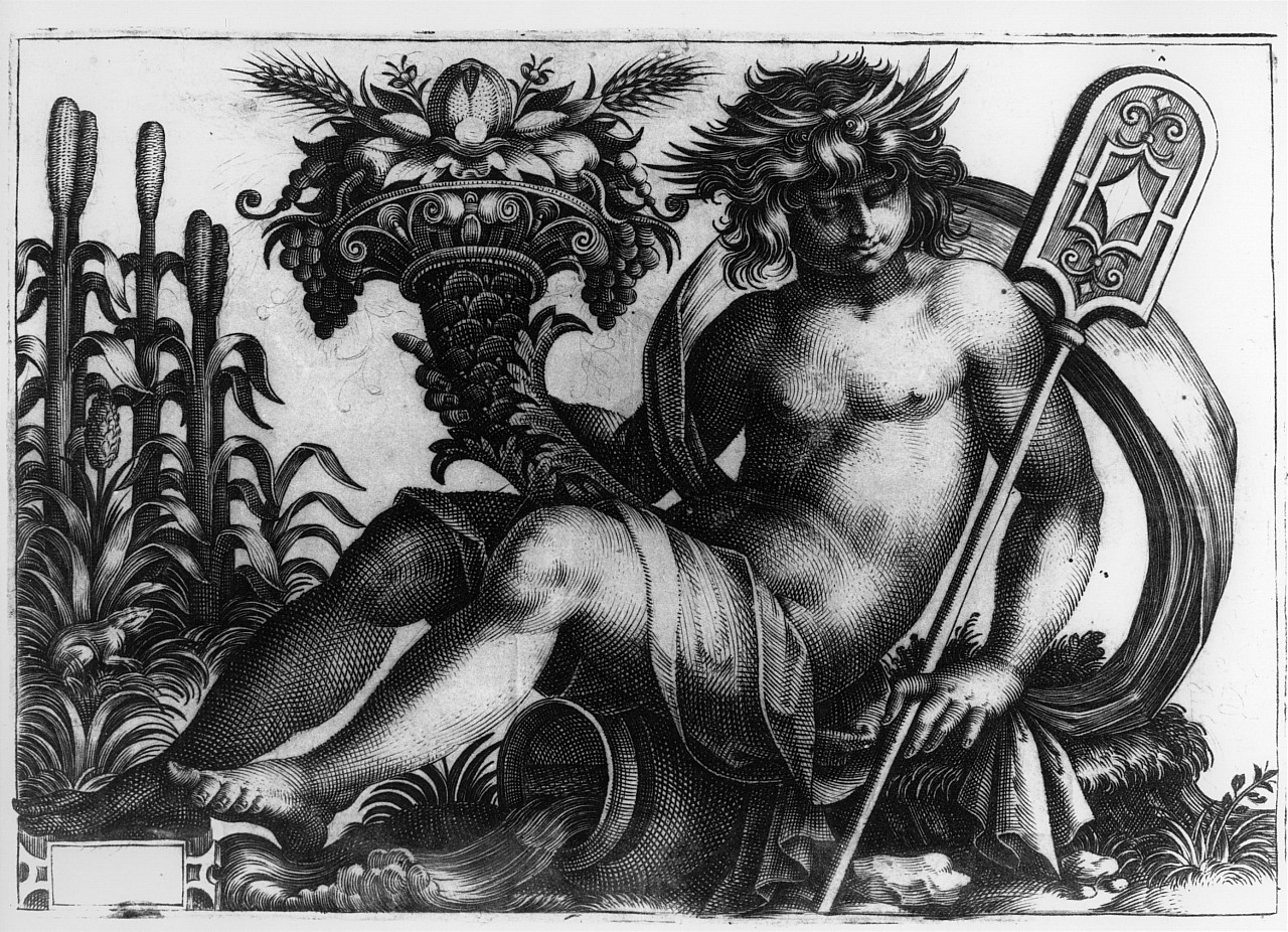 divinità fluviale (stampa) - ambito romano (seconda metà sec. XVI)