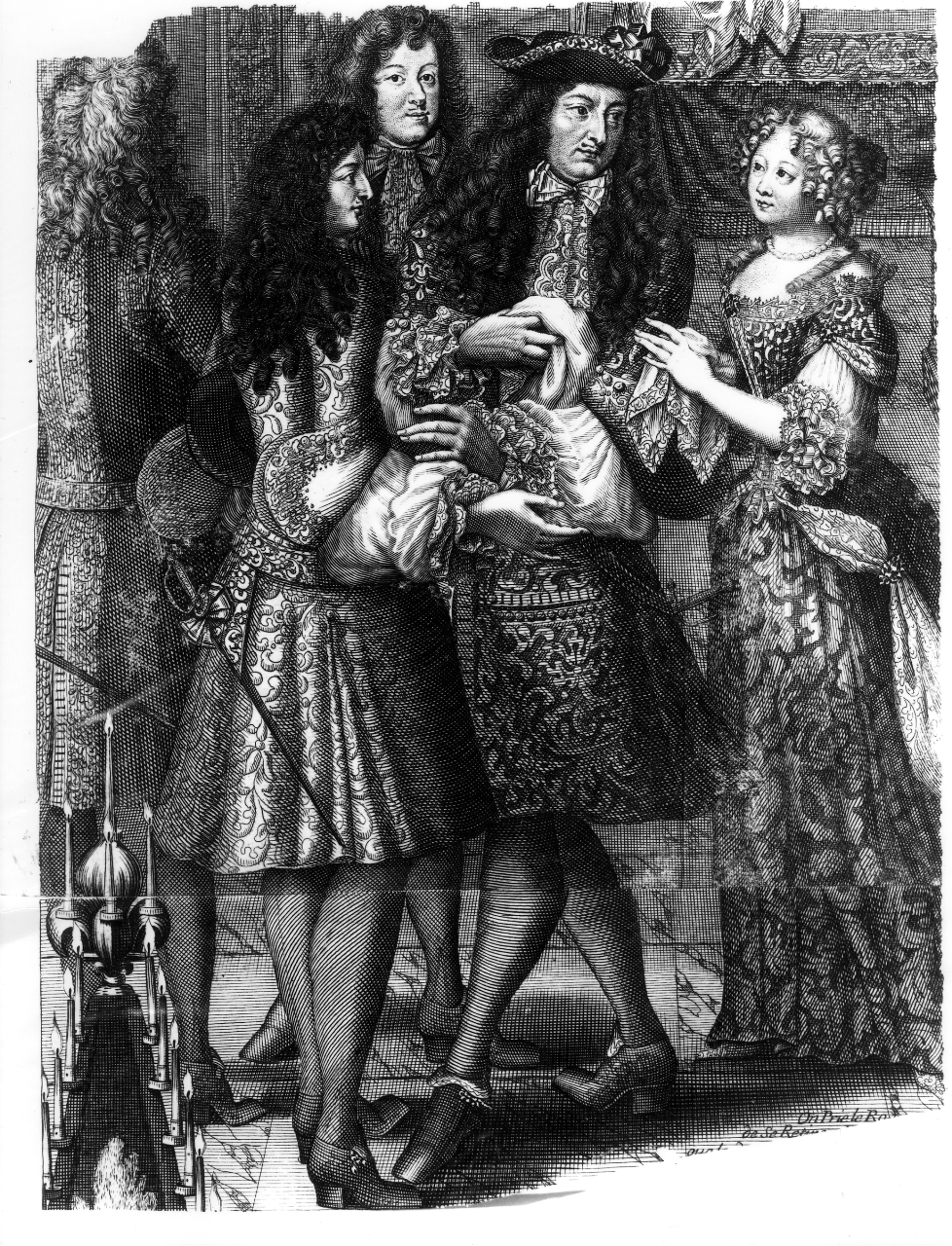 Scena di corte (stampa smarginata) - ambito francese (prima metà sec. XVII)