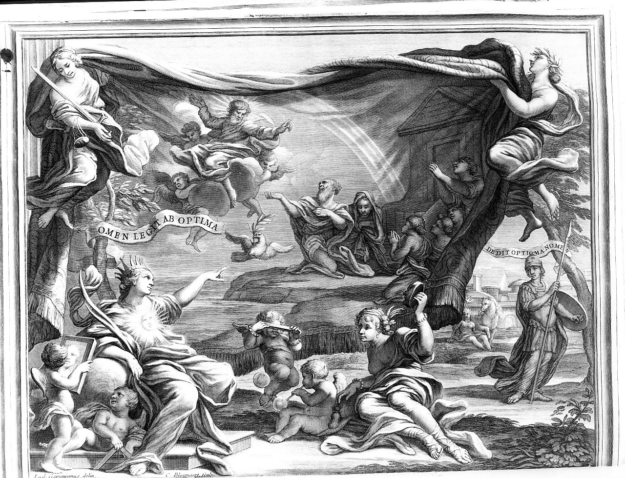 Verità indica Noè (stampa smarginata) di Bloemaert Cornelis, Gimignani Ludovico (seconda metà sec. XVII)
