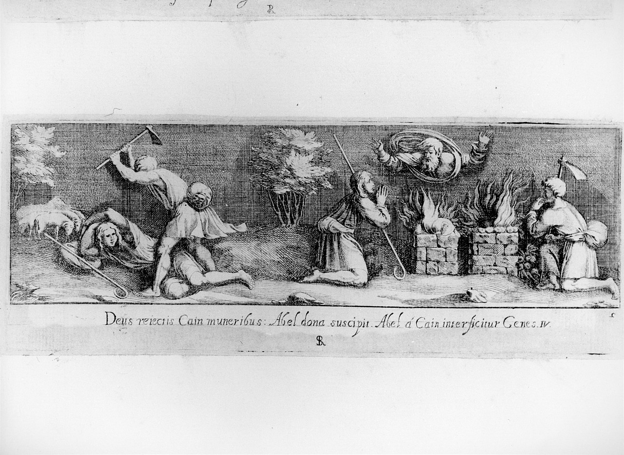 Caino e Abele (stampa smarginata, serie) di Bartoli Pietro Santi, Sanzio Raffaello detto Raffaello (seconda metà, seconda metà sec. XVII, sec. XVII)