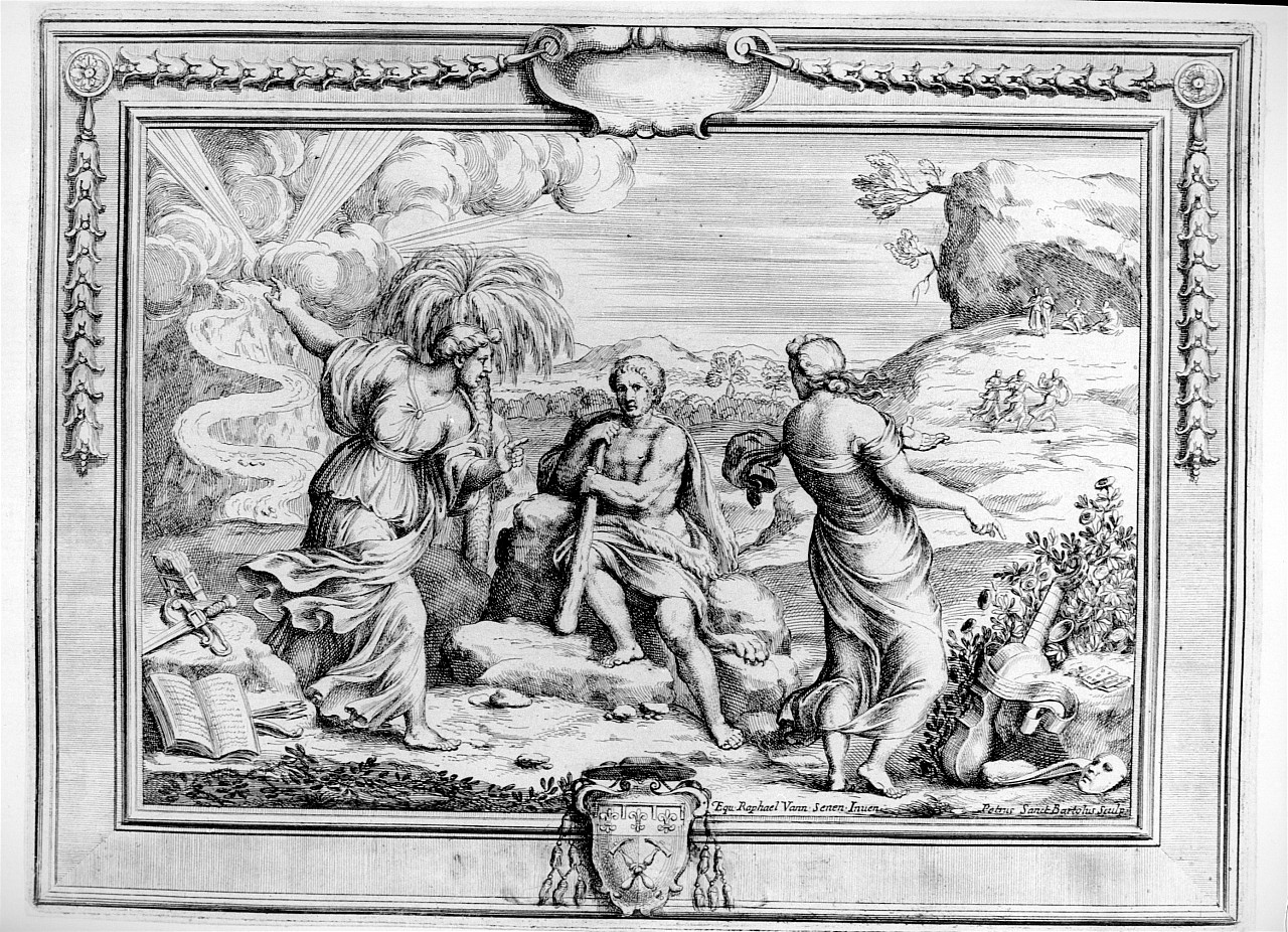 Ercole al bivio (stampa) di Bartoli Pietro Santi, Vanni Raffaello (seconda metà sec. XVII)