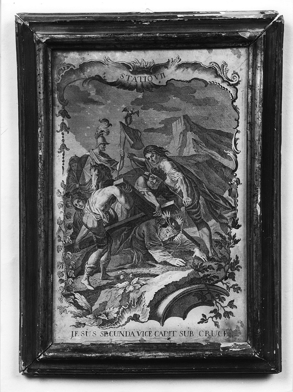 stazione VII: Gesù cade sotto la croce la seconda volta (stampa) - ambito toscano (sec. XVIII)