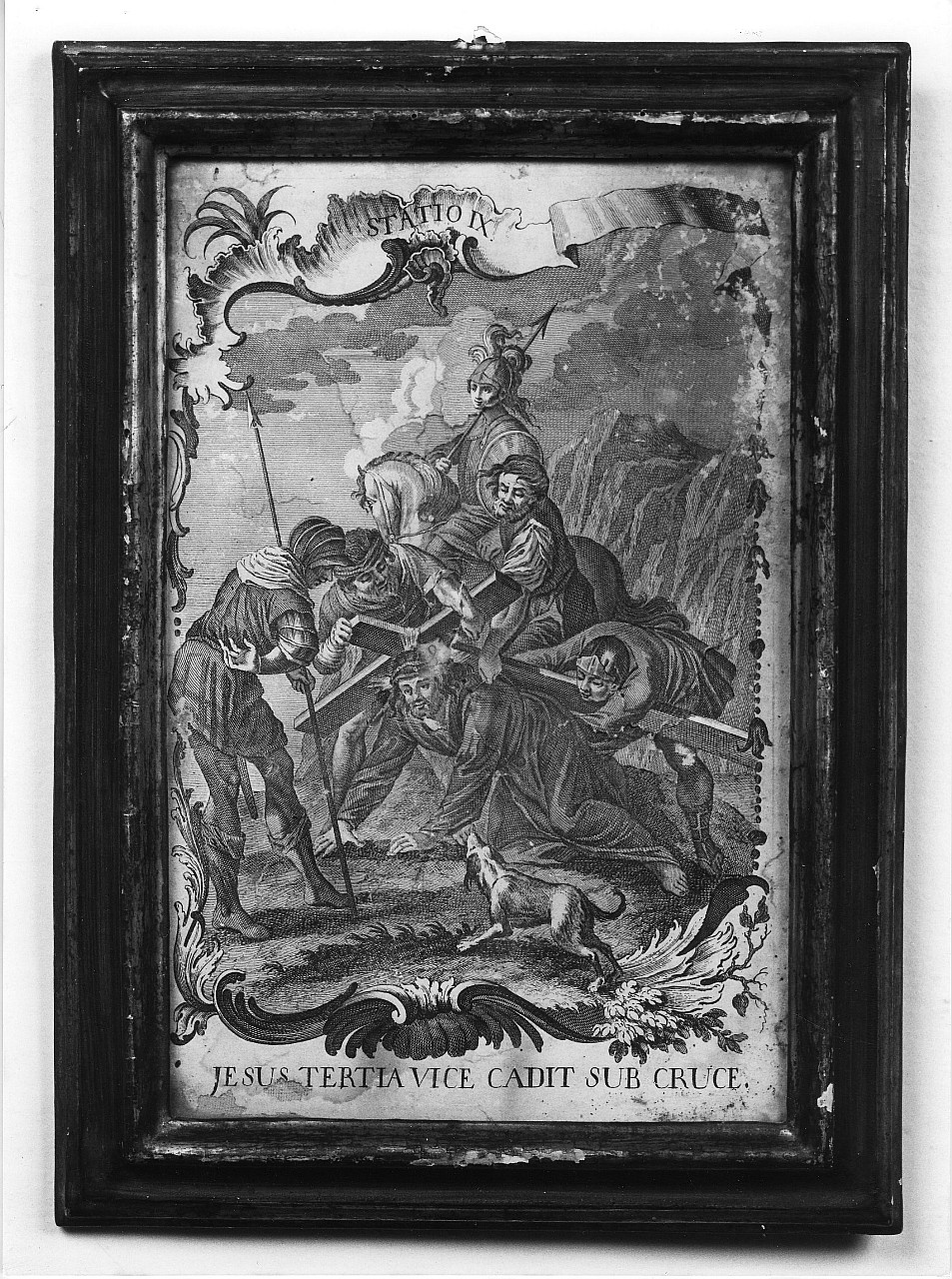 stazione IX: Gesù cade sotto la croce la terza volta (stampa) - ambito toscano (sec. XVIII)