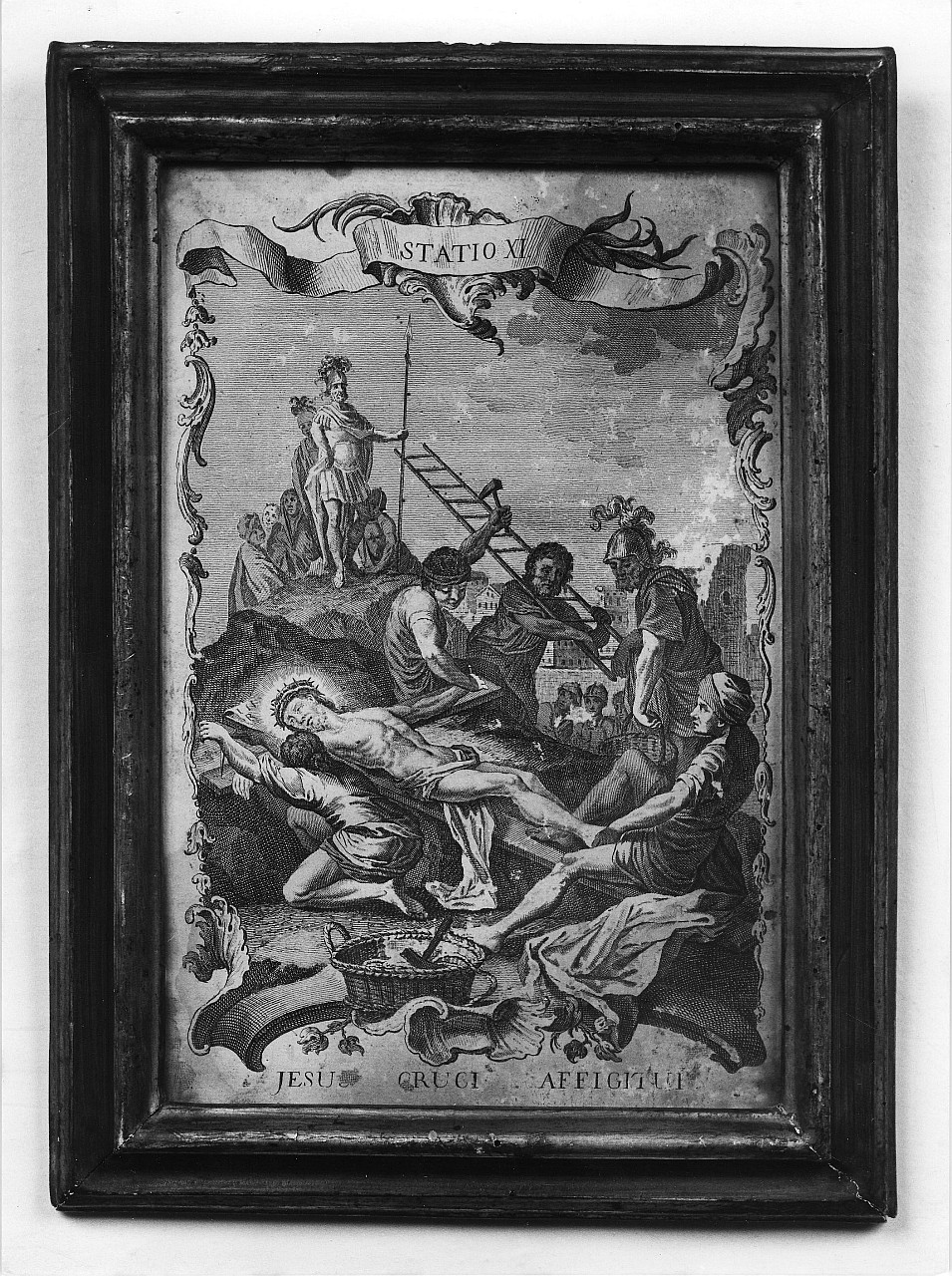 stazione XI: Gesù inchiodato alla croce (stampa) - ambito toscano (sec. XVIII)
