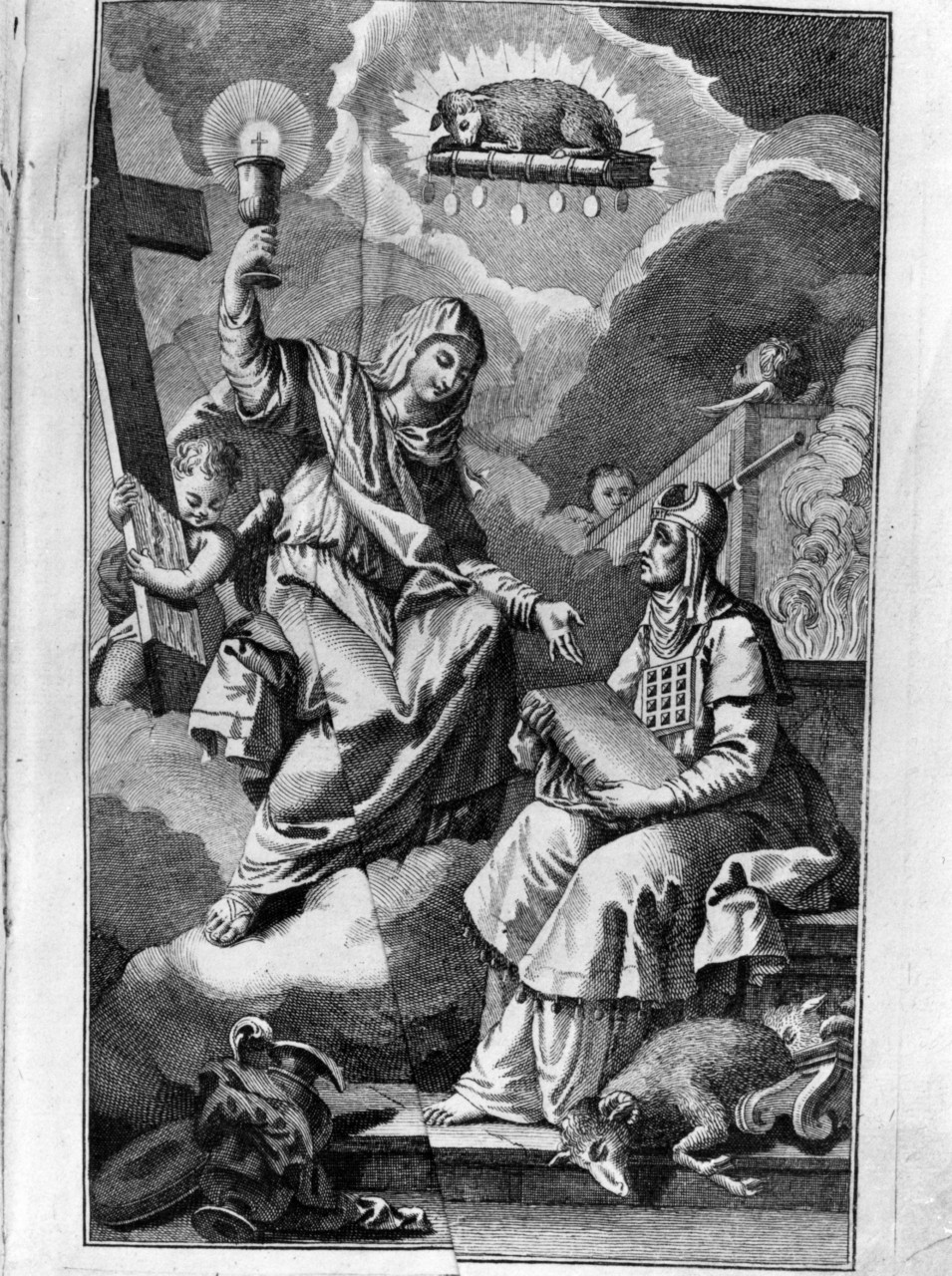 il Vecchio ed il Nuovo Testamento uniti dall'Agnello mistico (stampa) - ambito veneziano (sec. XVIII)
