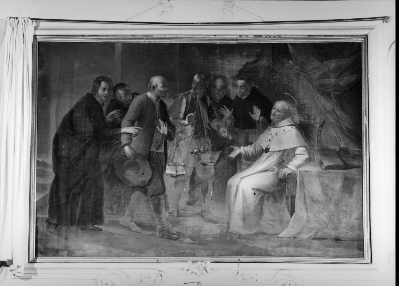 Sant'Antonino congeda i contadini mche gli richiedono grazie (dipinto, pendant) di Ferri Gesualdo Francesco (sec. XVIII)