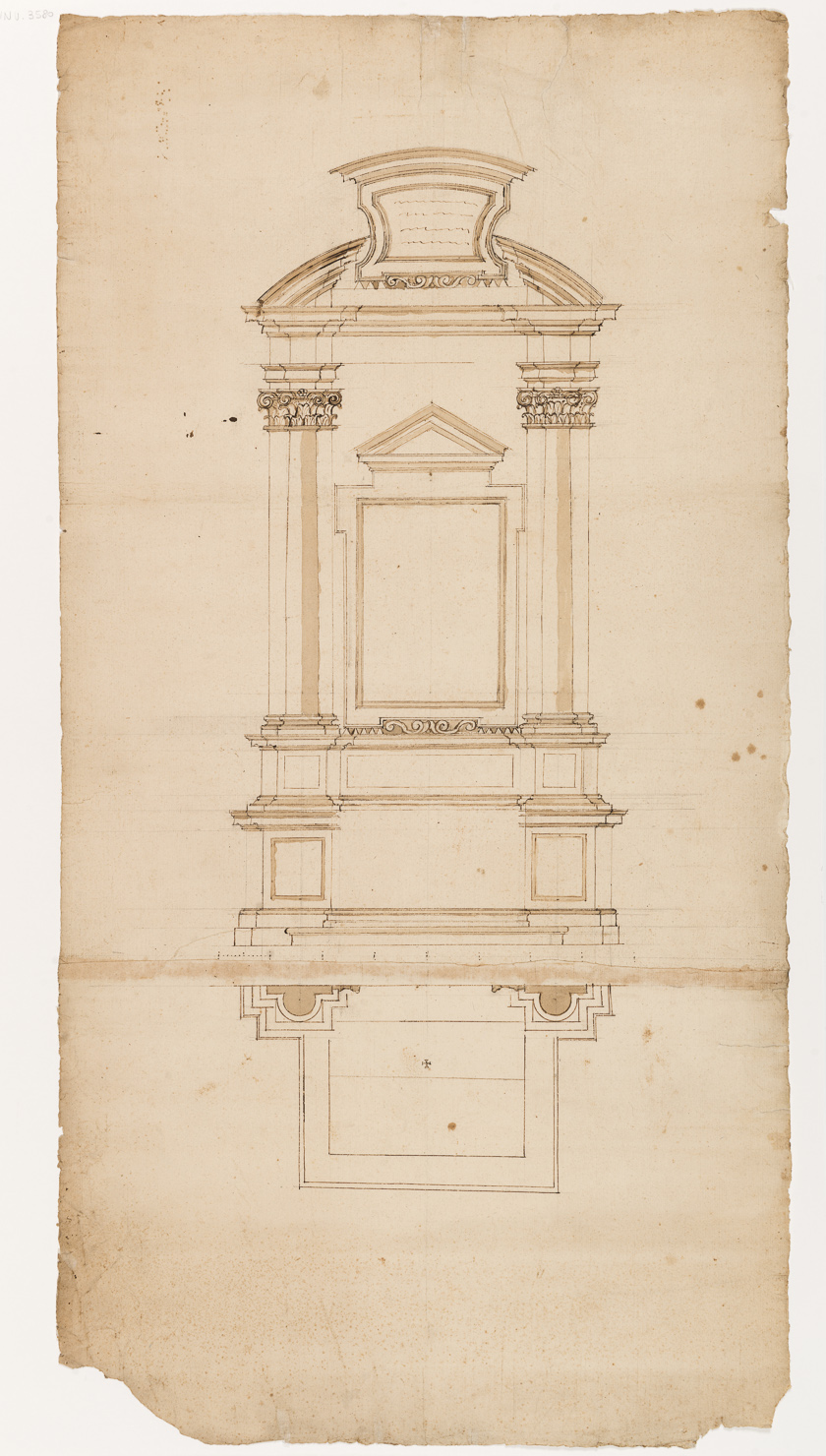 progetto per un altare (disegno architettonico) - ambito modenese (seconda metà sec. XVIII)