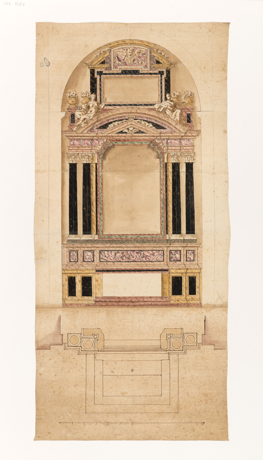 progetto per un altare (disegno architettonico) - ambito modenese (metà sec. XVIII)