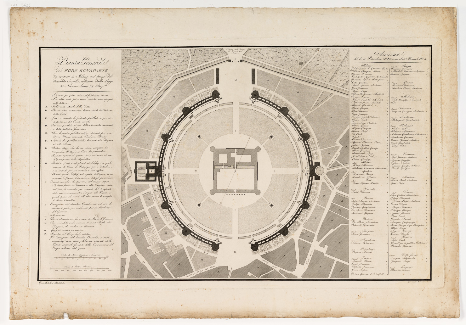 pianta generale (stampa, serie) di Antolini Giovanni Antonio, Caniani Giuseppe (sec. XIX)