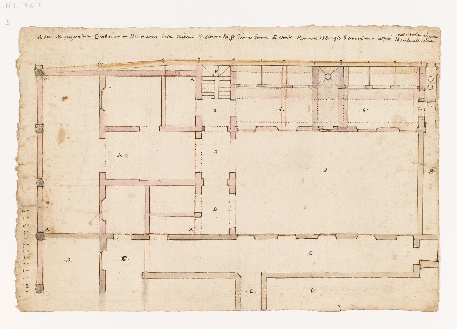 pianta parziale del Collegio (disegno architettonico) - ambito modenese (inizio sec. XVIII)