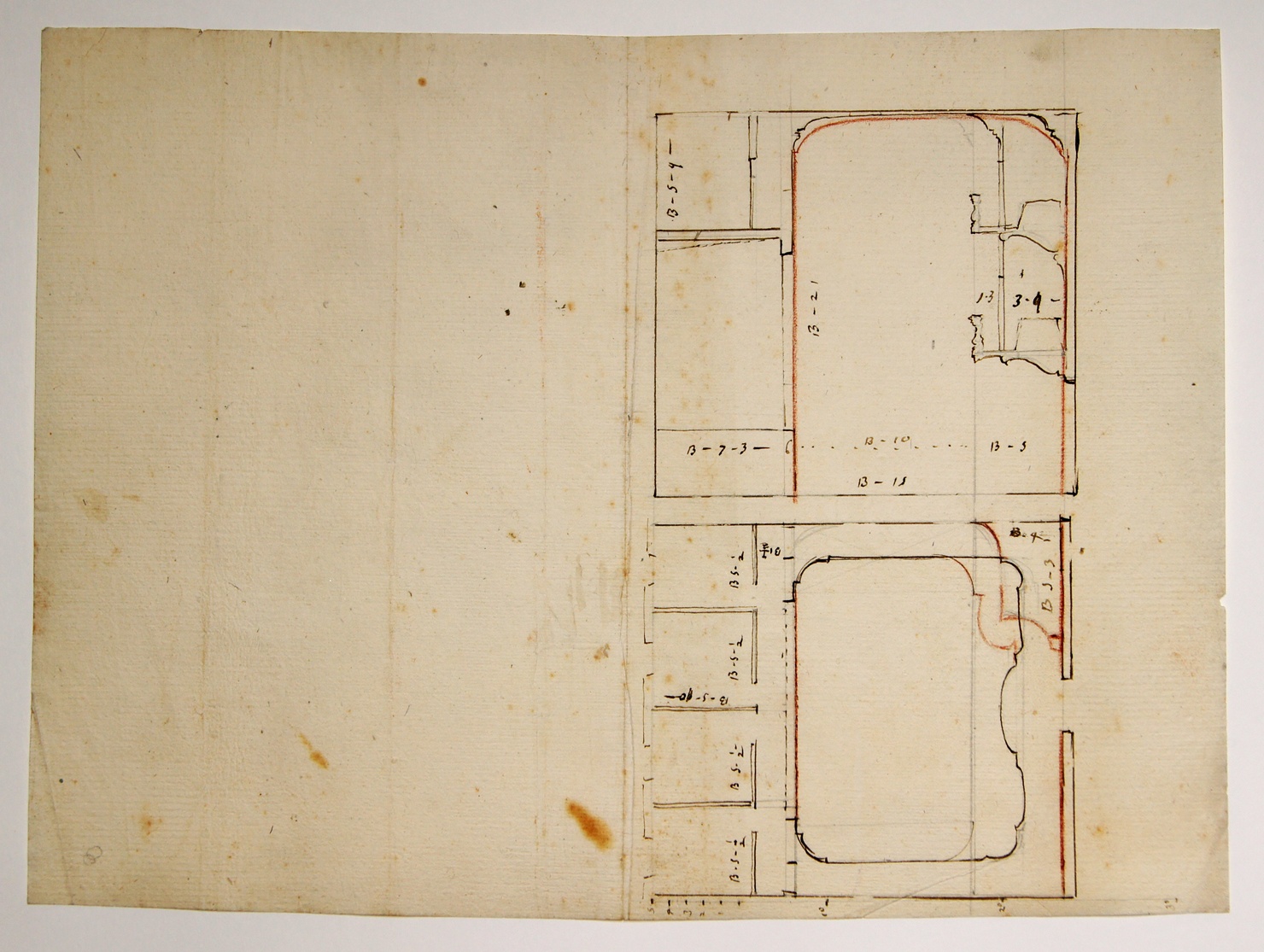 teatro del Collegio - pianta e profilo delle balconate (disegno architettonico) - ambito modenese (sec. XVIII)