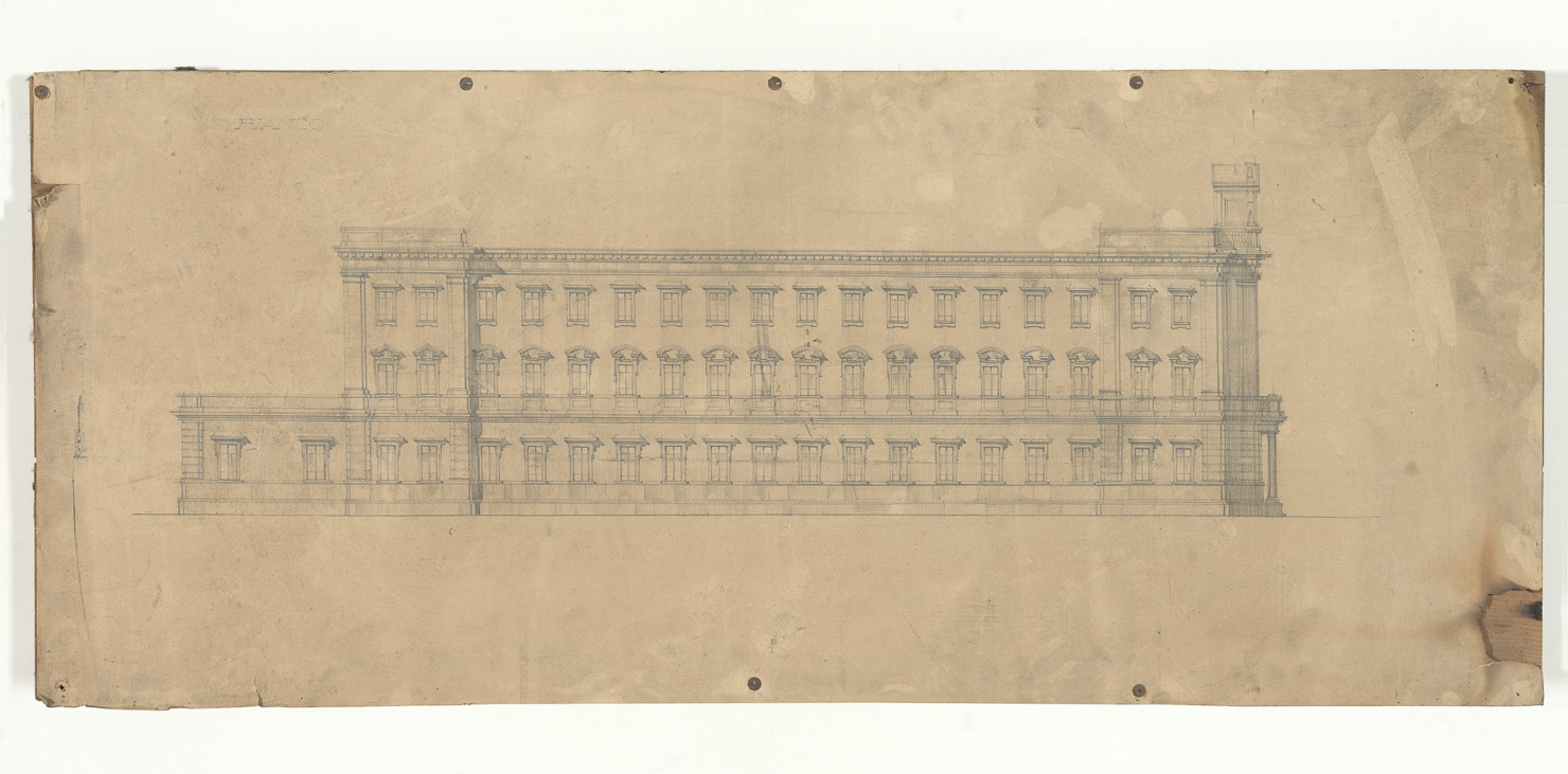 progetto per il fianco della nuova sede del Collegio (disegno architettonico) di Bernabei Ignazio (attribuito) (sec. XIX)