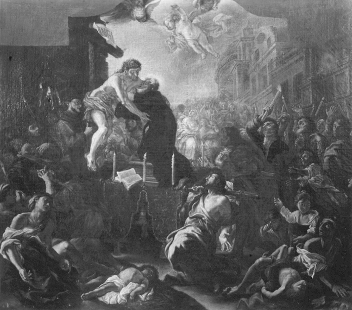 Carlone, Giovanni Andrea (copia da). Miracolo di Cristo crocifisso - Genova - Museo dell’Accademia Ligustica di Belle Arti (negativo) di Foto cresta (metà XX)