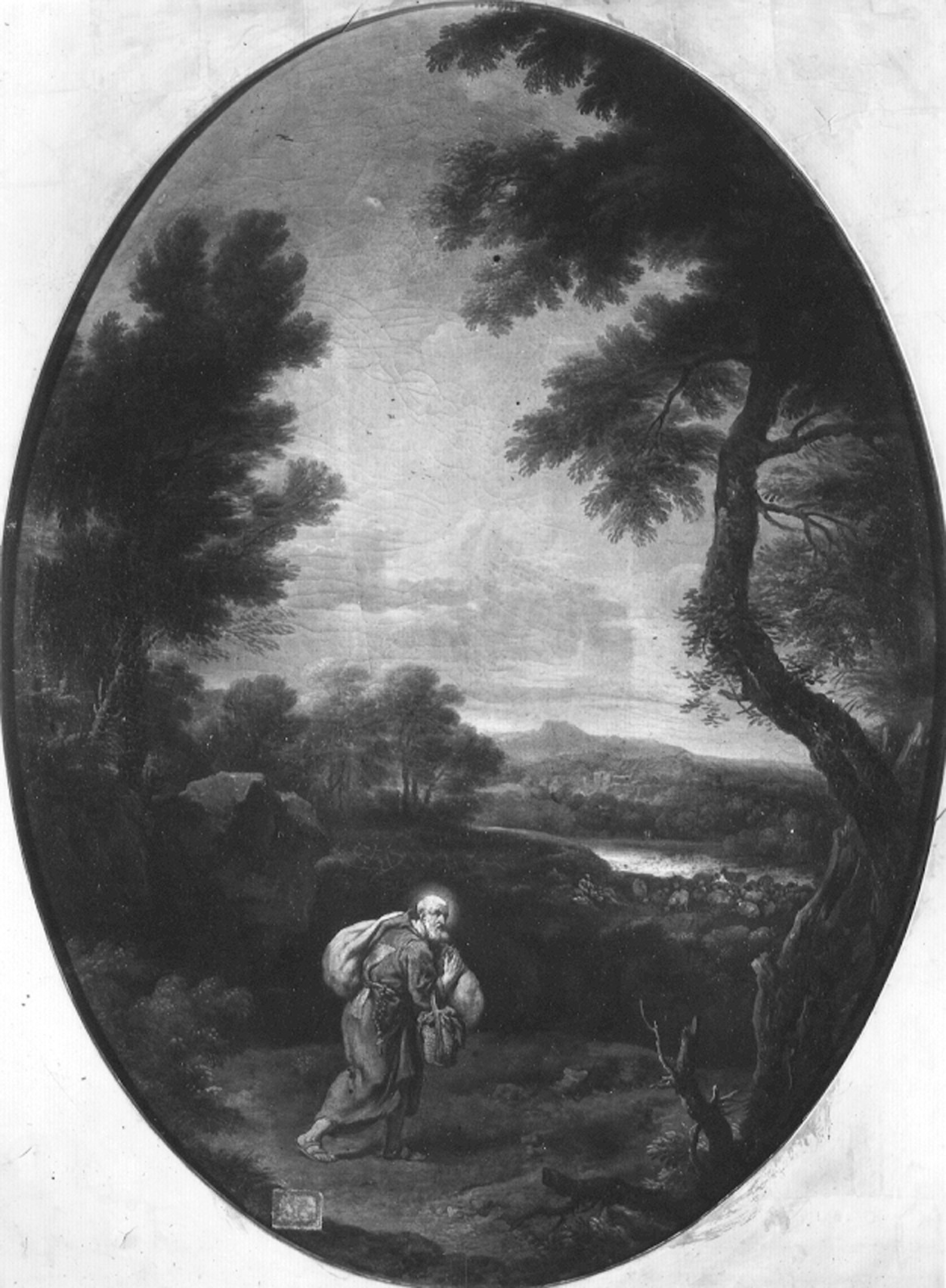 Tavella, Carlo Antonio. Paesaggio con figura - Genova - Museo dell’Accademia Ligustica di Belle Arti (negativo) di Foto cresta (metà XX)