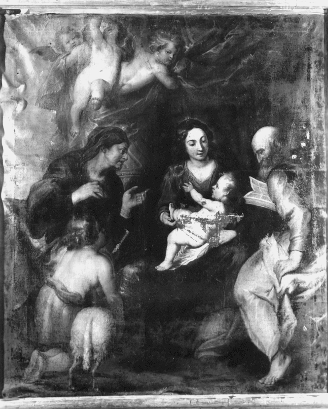 Autore ignoto. Sacra Famiglia con Sant'Anna e San Giovanni Battista Bambino - Genova - Museo dell’Accademia Ligustica di Belle Arti (negativo) di Foto cresta (prima metà XX)