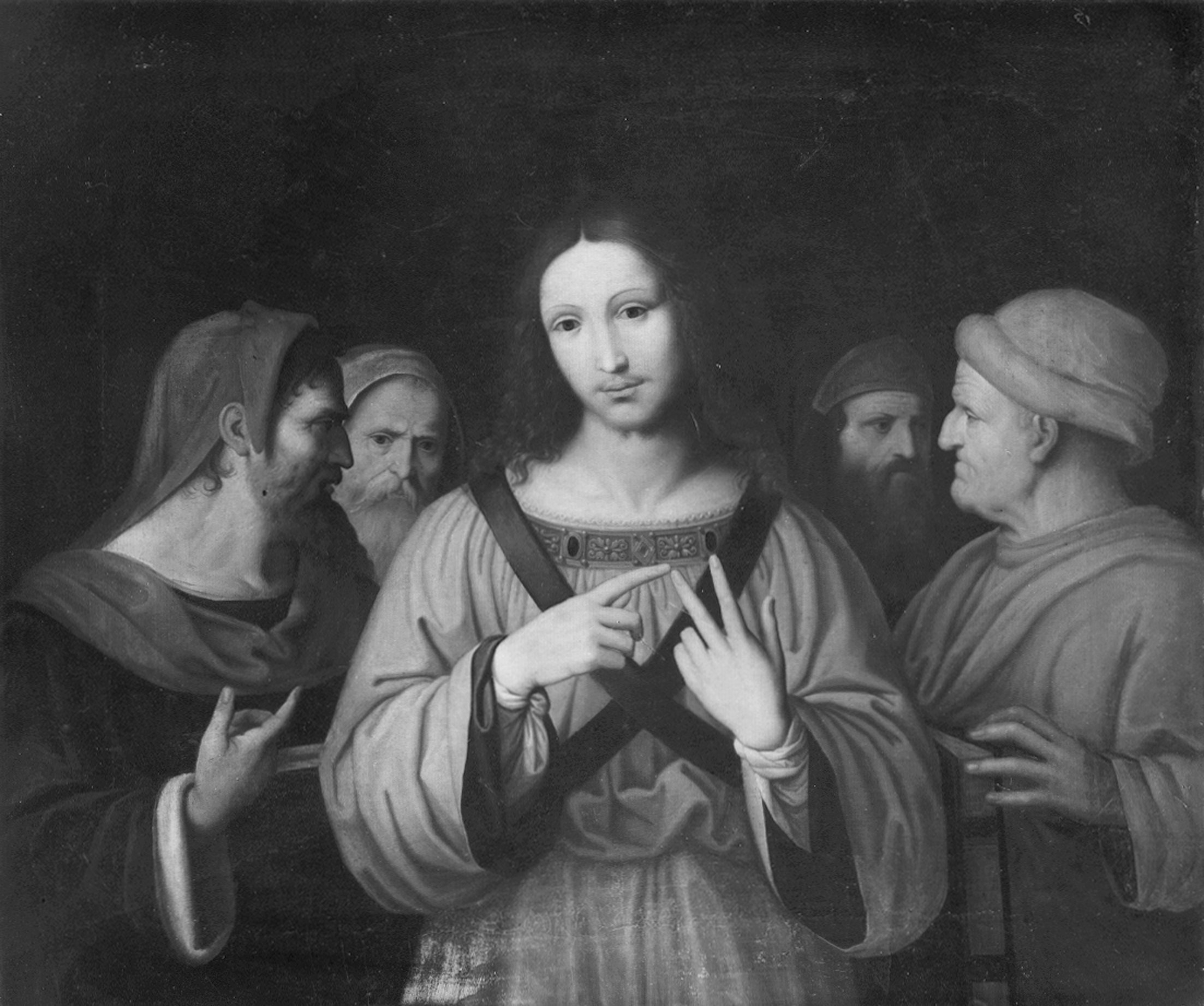 Autore ignoto. Gesù tra i dottori - Genova - Palazzo del Marchese Cattaneo Adorno (negativo) di Foto Gasparini (metà XX)
