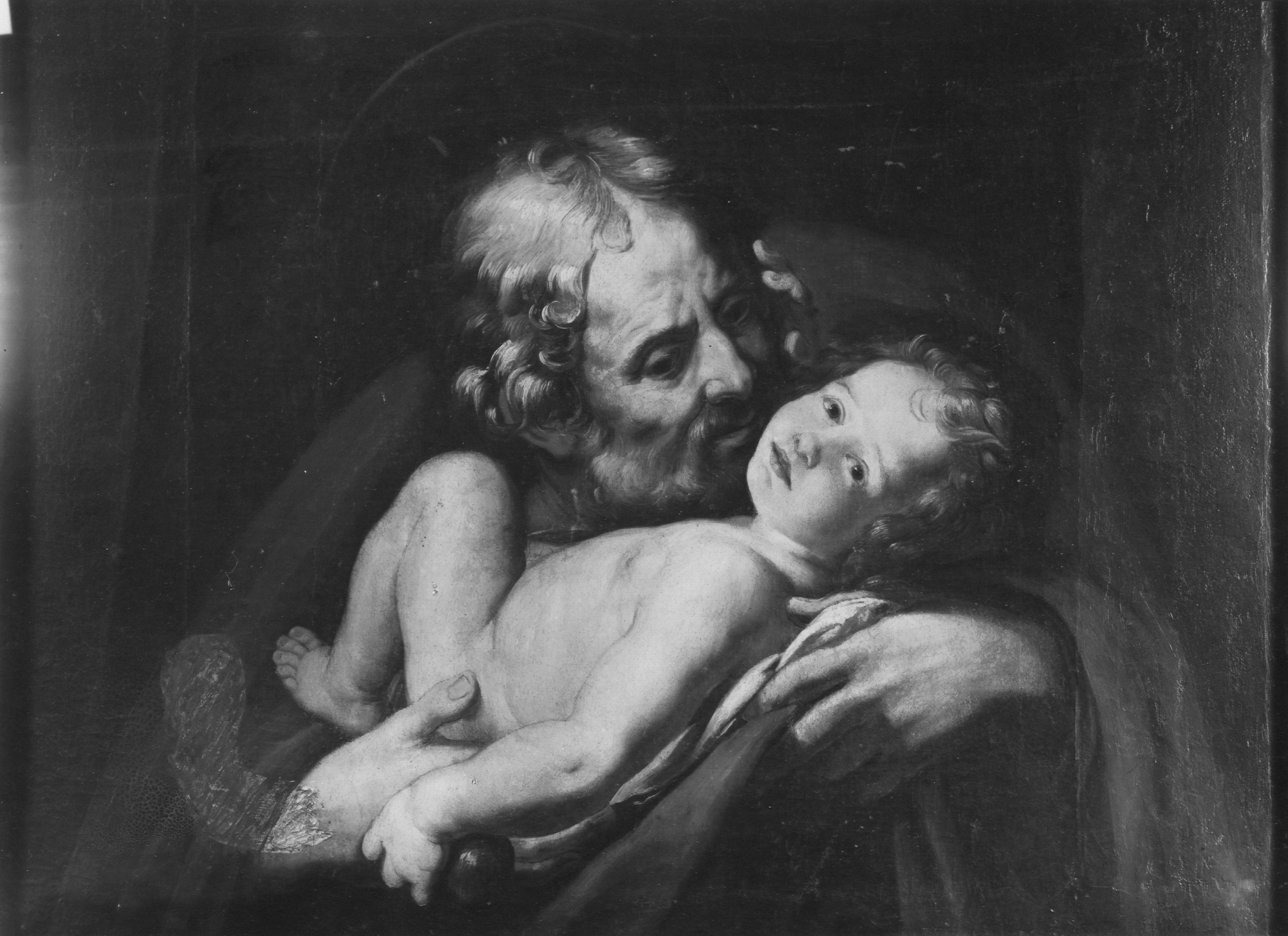 Autore ignoto. San Giuseppe e Gesù Bambino - Genova - Palazzo del Marchese Cattaneo Adorno (negativo) di Foto Gasparini (metà XX)