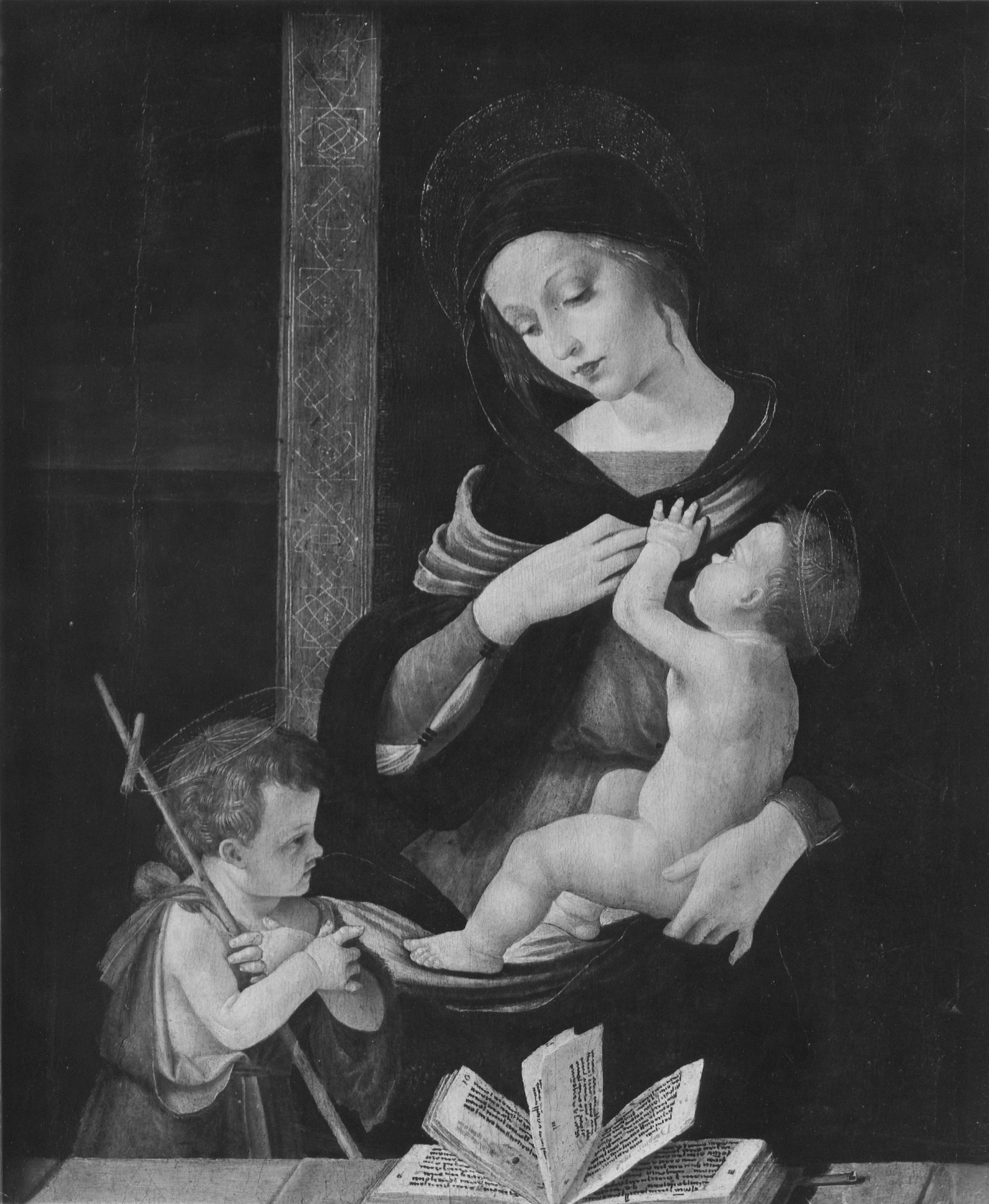 Autore ignoto. Madonna con Bambino e San Giovannino - Genova - Palazzo Durazzo Pallavicini (negativo) di Foto Gasparini (metà XX)