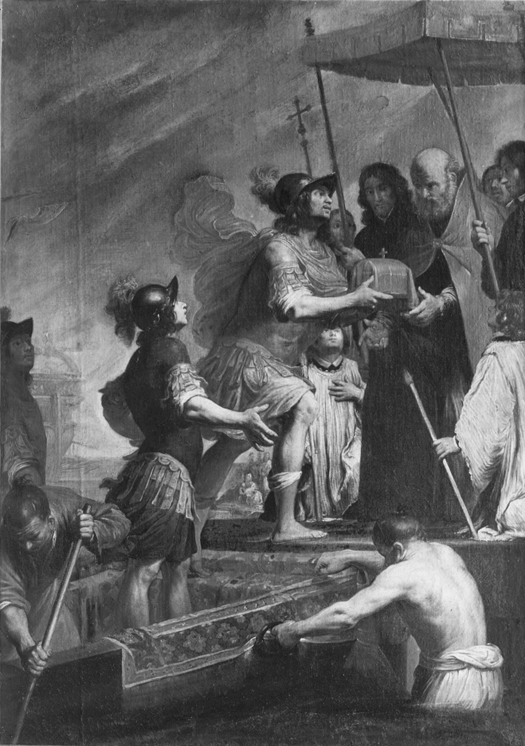 Carlone, Giovanni Battista. L'arrivo a Genova delle ceneri di San Giovanni Battista - Genova - Villa Balbi Durazzo Gropallo allo Zerbino (negativo) di Foto Gasparini (metà XX)