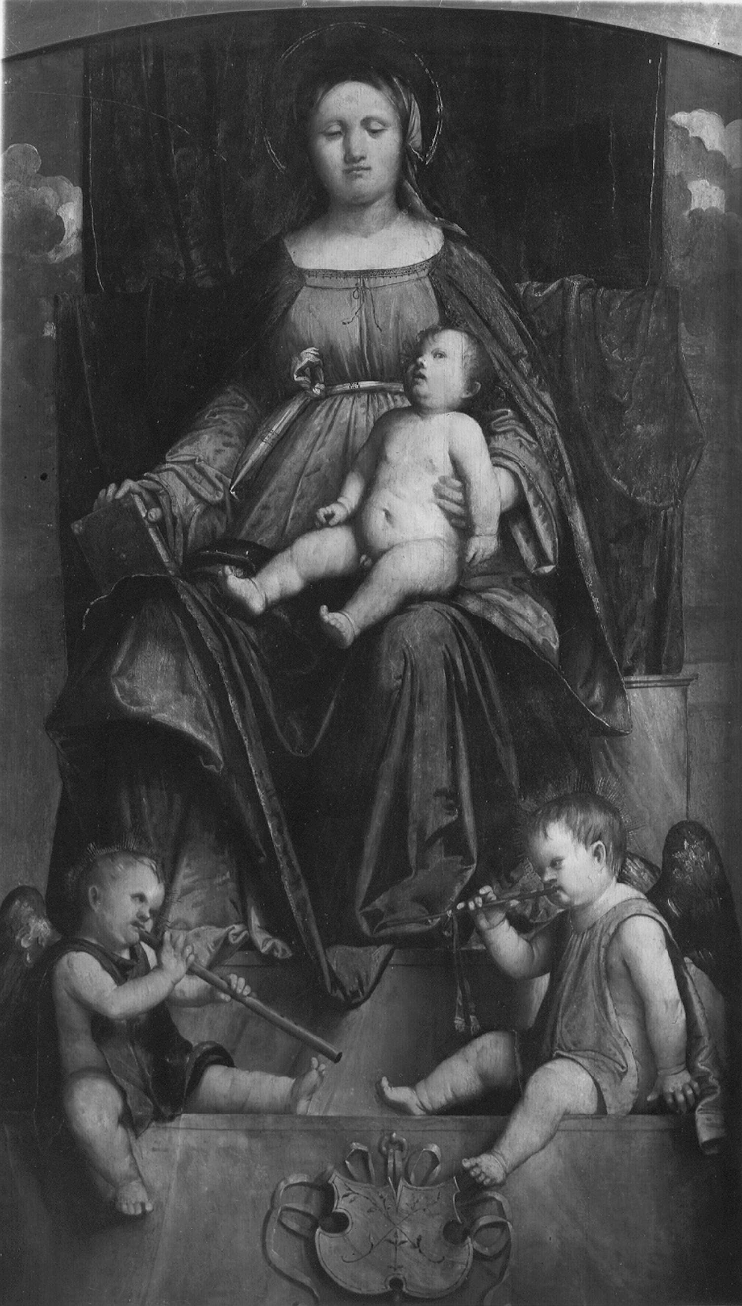 Autore ignoto. Madonna con Bambino e angeli - Genova - Villa Balbi Durazzo Gropallo allo Zerbino (negativo) di Gasparini, Renato (metà XX)