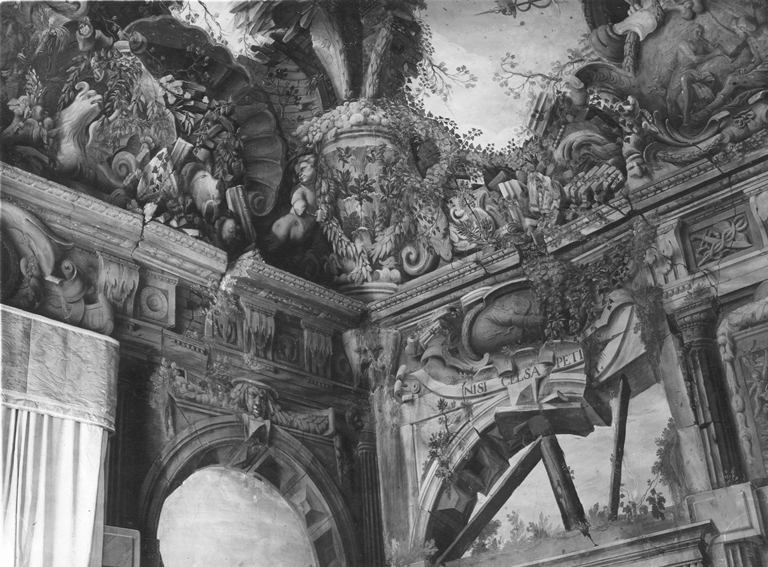 Piola, Domenico e Sighizzi, Andrea (?). Affreschi della Sala delle rovine (particolare) - Genova - Villa Balbi Durazzo Gropallo allo Zerbino (negativo) di Gasparini, Renato (metà XX)