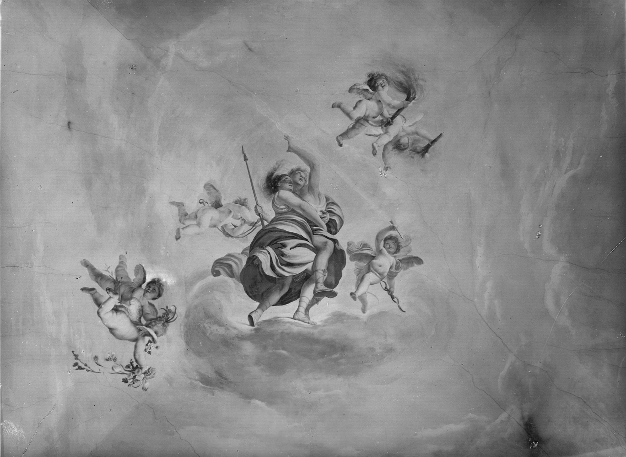 Piola, Domenico. Affresco della volta della sala di Aurora e Cefalo, Aurora e Cefalo - Genova - Villa Balbi Durazzo Gropallo allo Zerbino (negativo) di Gasparini, Renato (metà XX)