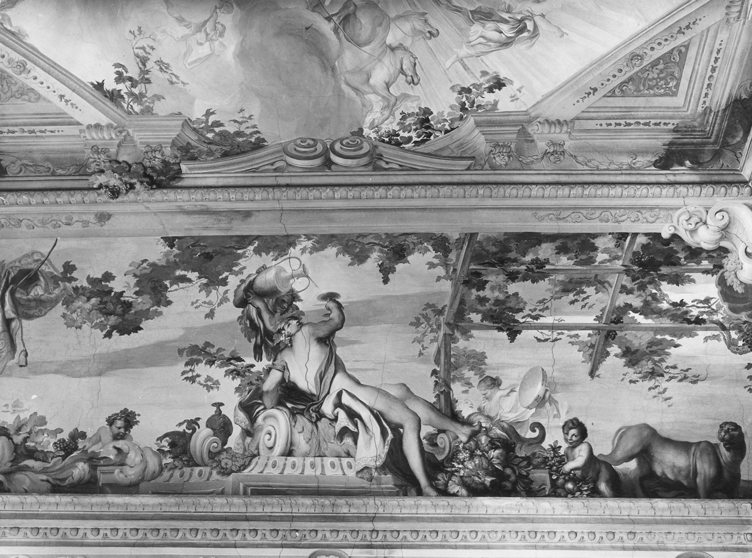 De Ferrari, Gregorio. Affresco di una volta della Sala delle Stagioni (particolare), Autunno - Genova - Villa Balbi Durazzo Gropallo allo Zerbino (negativo) di Gasparini, Renato (metà XX)