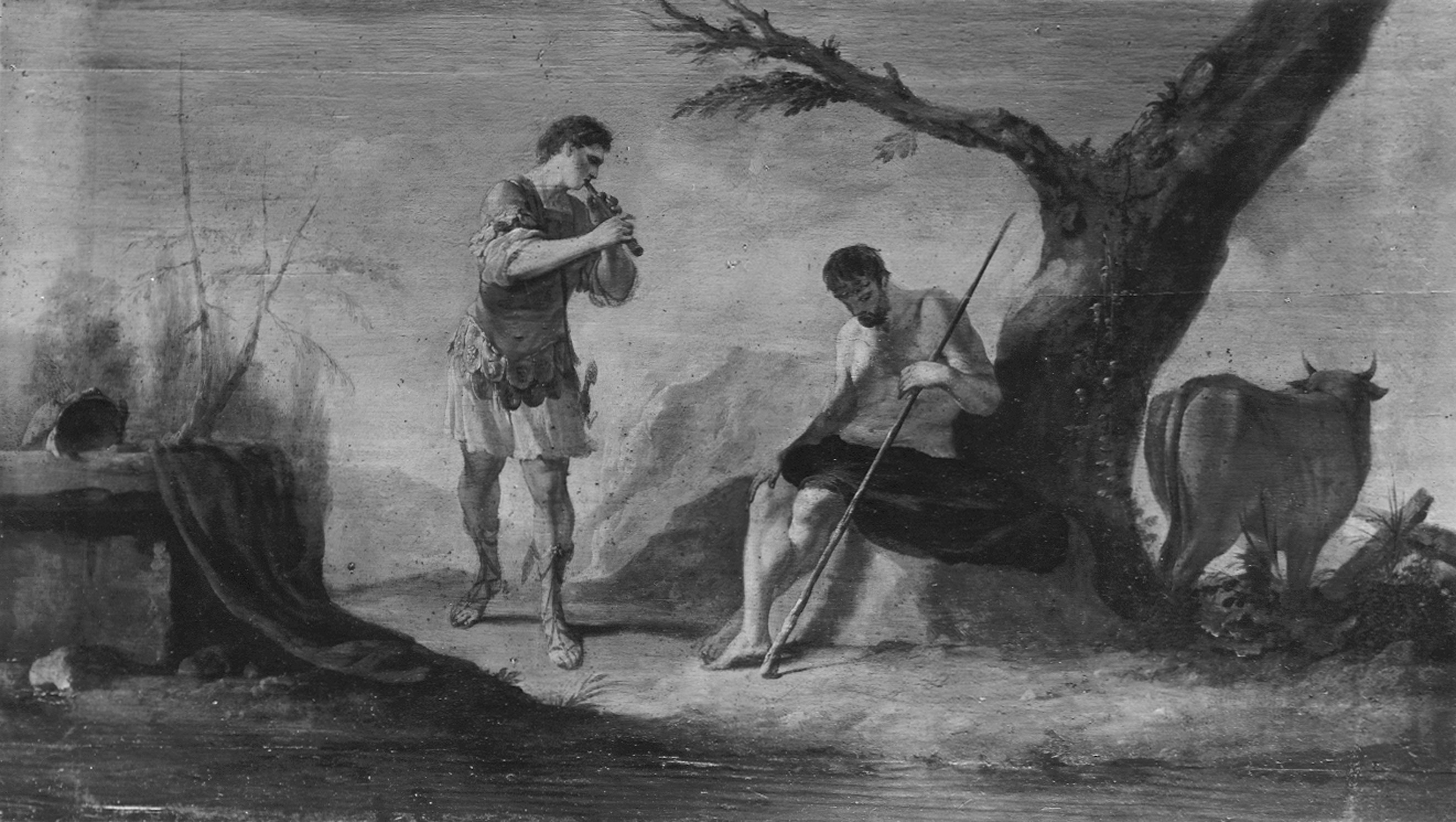 Autore ignoto. Mercurio fa addormentare Argo suonando il flauto - Genova - Galleria Nazionale della Liguria a Palazzo Spinola di Pellicceria (negativo) di Gasparini, Renato (metà XX)