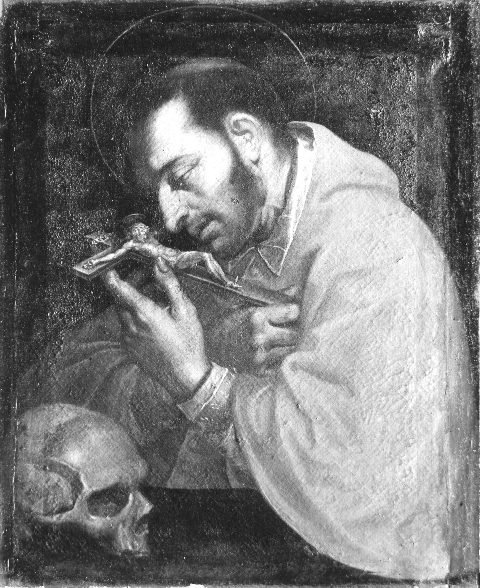 Autore ignoto. San Carlo Borromeo in adorazione della croce - Genova - Galleria Nazionale della Liguria a Palazzo Spinola di Pellicceria (negativo) di Gasparini, Renato (metà XX)