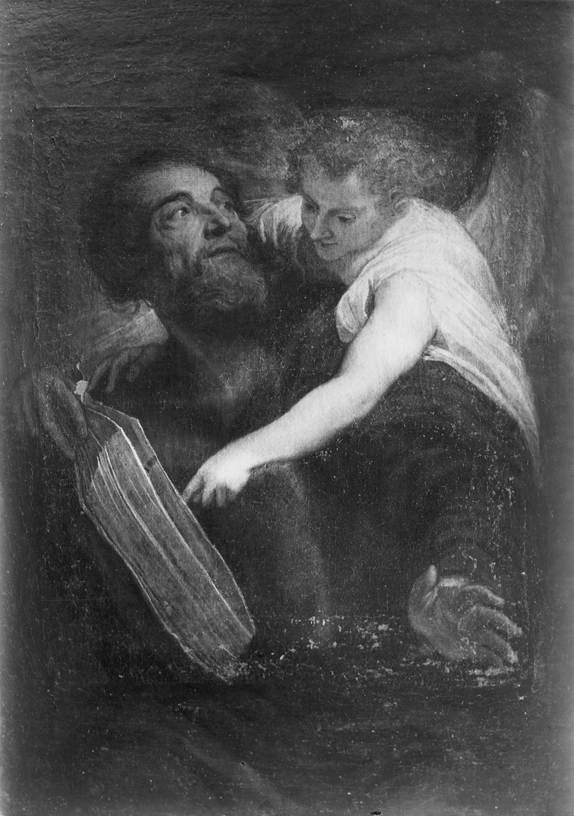 van Dyck, Anton (ambito). San Matteo scrive il Vangelo ispirato dall'angelo - Genova – Galleria Nazionale della Liguria a Palazzo Spinola di Pellicceria (negativo) di Gasparini, Renato (prima metà XX)