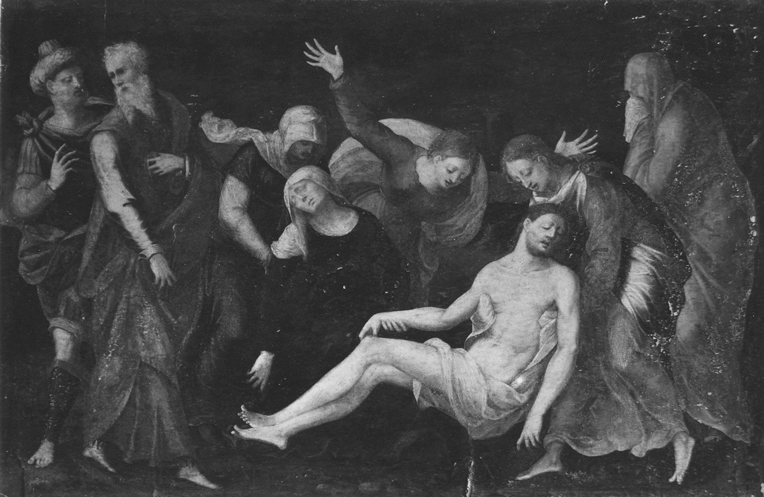 Autore ignoto. Compianto sul Cristo morto - Genova - Galleria Nazionale della Liguria a Palazzo Spinola di Pellicceria (negativo) di Gasparini, Renato (metà XX)