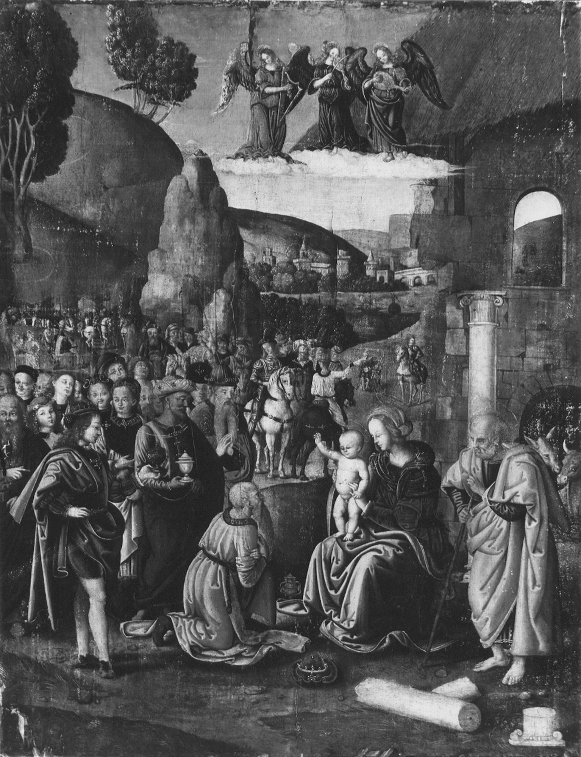 Autore ignoto. Adorazione dei Re Magi - Genova - Galleria Nazionale della Liguria a Palazzo Spinola di Pellicceria (negativo) di Gasparini, Renato (metà XX)