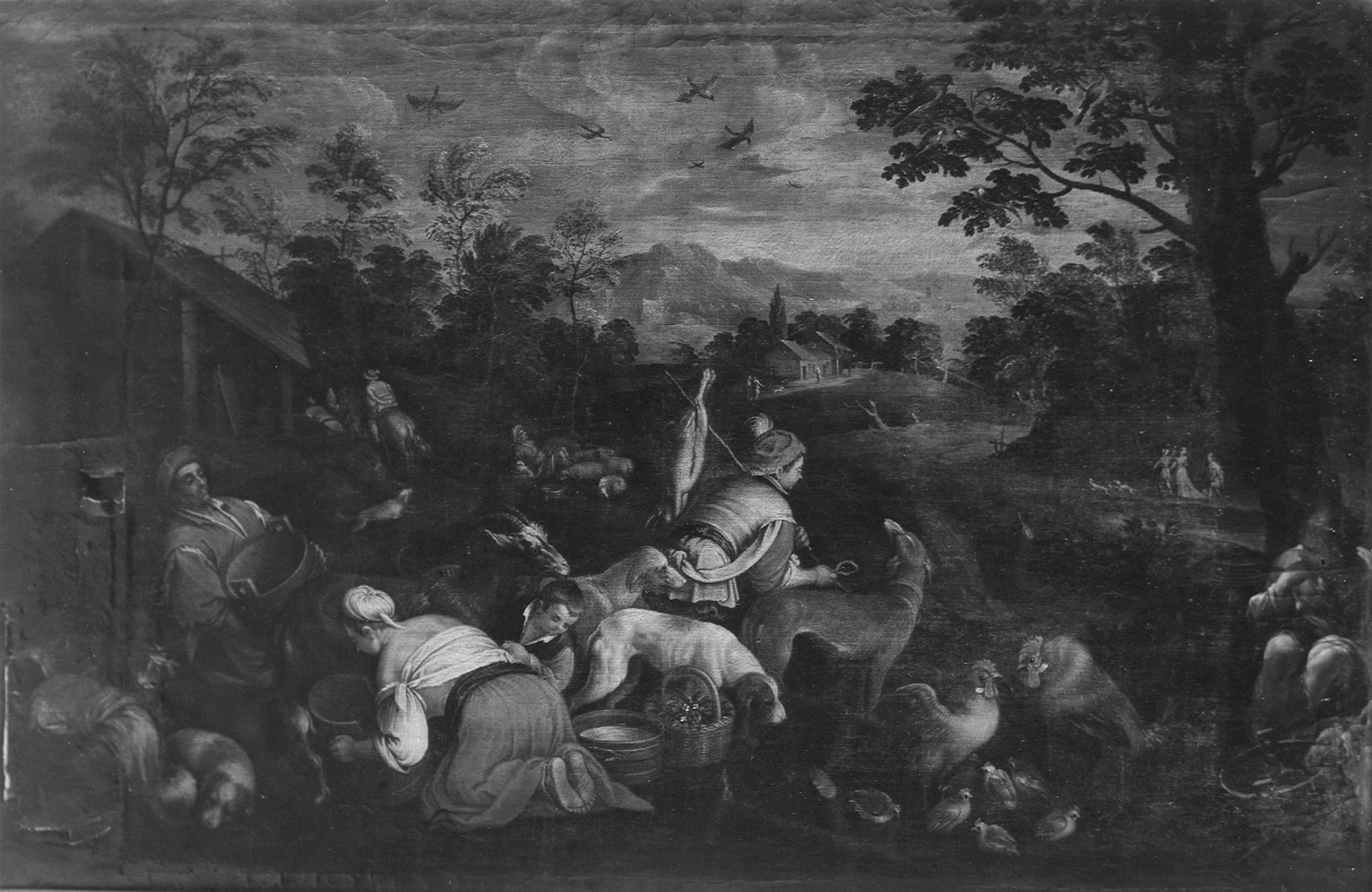 Autore ignoto. Scena di vita campestre - Genova - Galleria Nazionale della Liguria a Palazzo Spinola di Pellicceria (negativo) di Gasparini, Renato (metà XX)