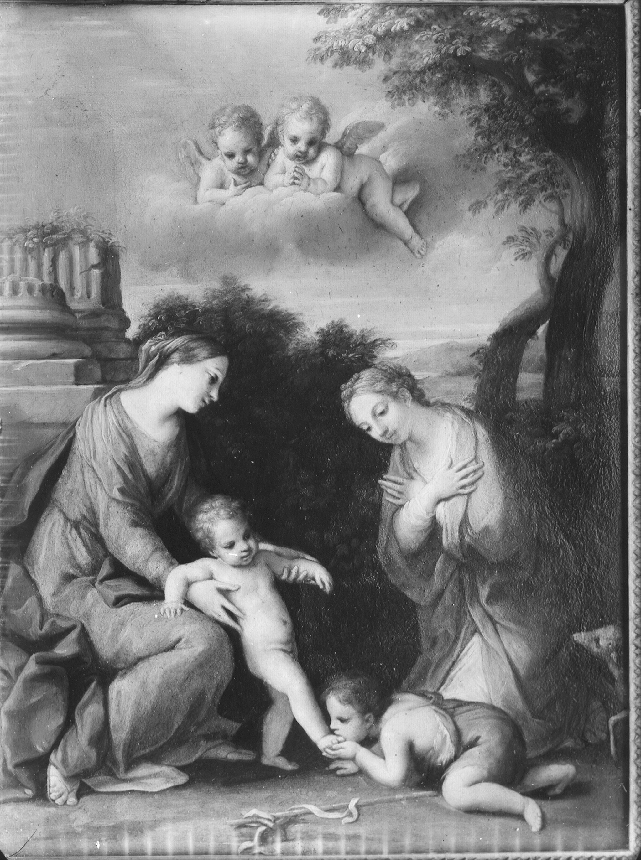 Autore ignoto. Madonna con Bambino Santa Elisabetta e San Giovannino - Genova - Galleria Nazionale della Liguria a Palazzo Spinola di Pellicceria (negativo) di Gasparini, Renato (metà XX)