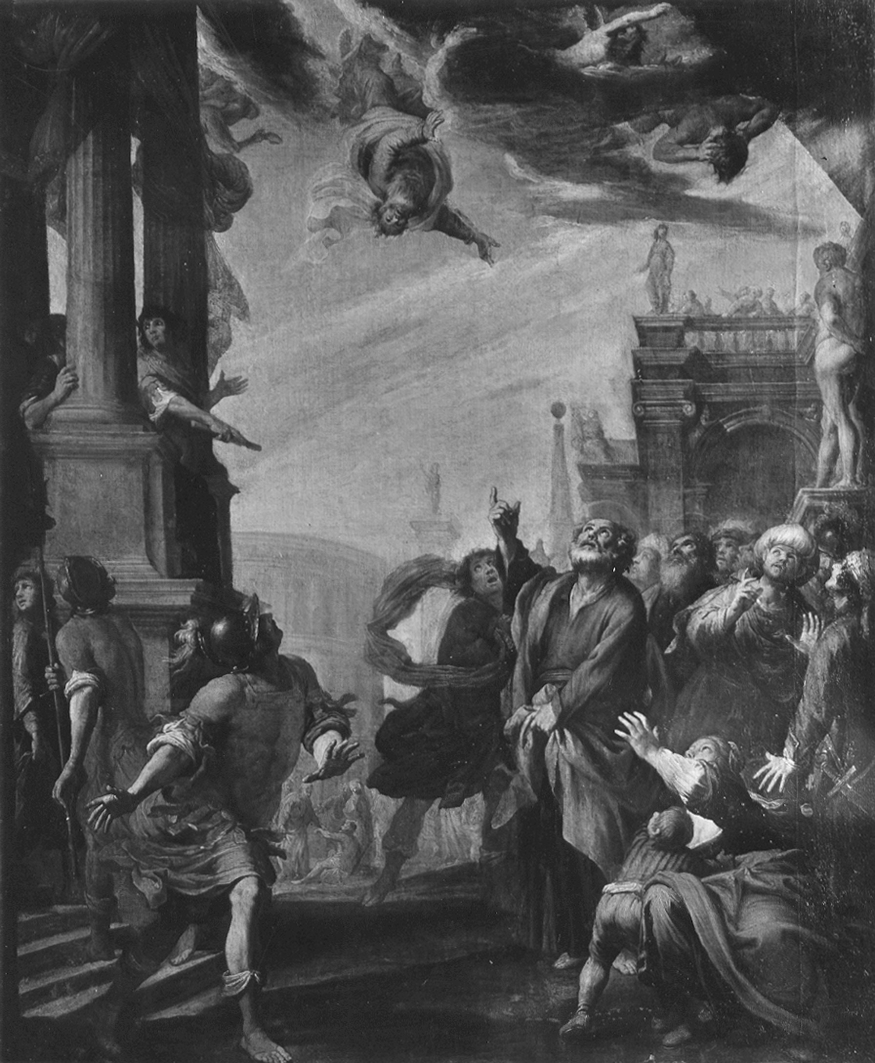 Carlone, Giovanni Battista. Caduta di Simon Mago - Genova – Galleria Nazionale della Liguria a Palazzo Spinola di Pellicceria (negativo) di Gasparini, Renato (prima metà XX)