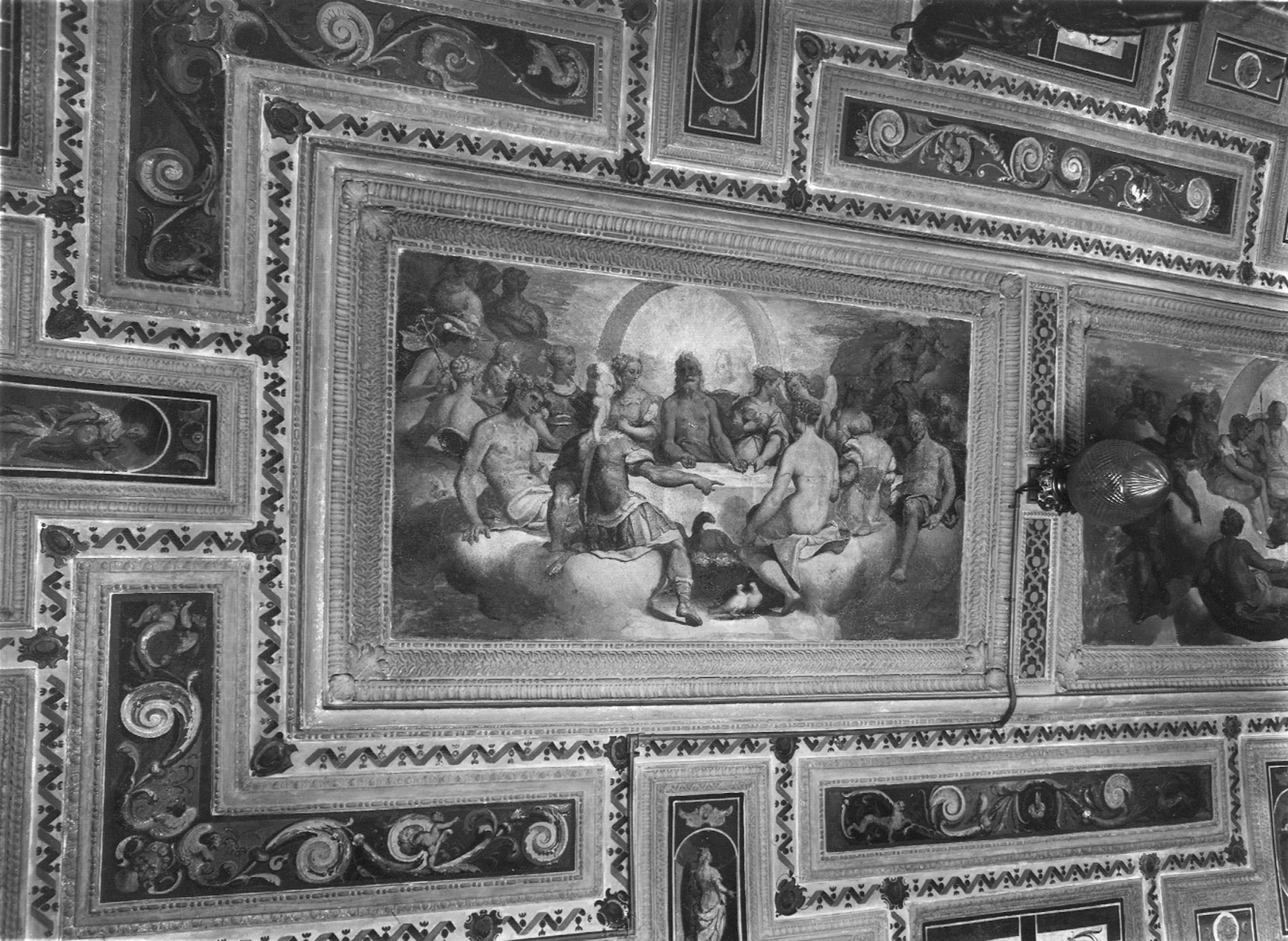 Castello, Giovanni Battista. Affresco della volta dell'atrio, Concilio degli dei - Genova - Palazzo di Gio Vincenzo Imperiale (negativo) di Foto Cresta (metà XX)