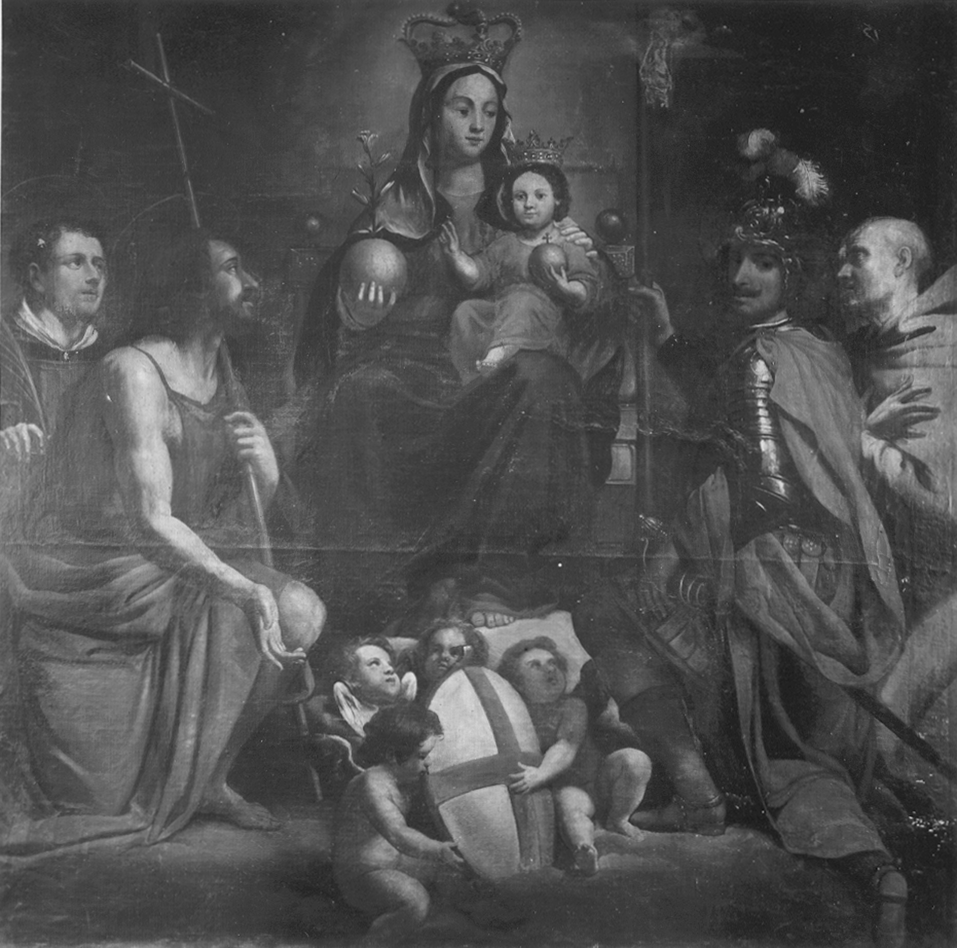 Carlone, Giovanni Battista. Madonna con Bambino e Santi - Genova - Villa Imperiale (negativo) di Foto Cresta (metà XX)