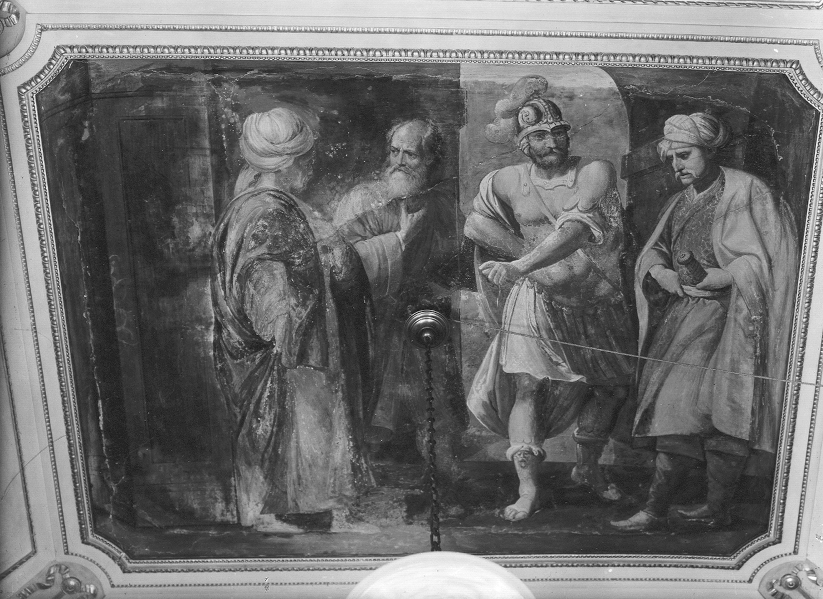 Fiasella, Domenico. Affresco di un quadro laterale di una Sala - Genova - Palazzo Lomellini Patrone (negativo) di Foto Gasparini (metà XX)