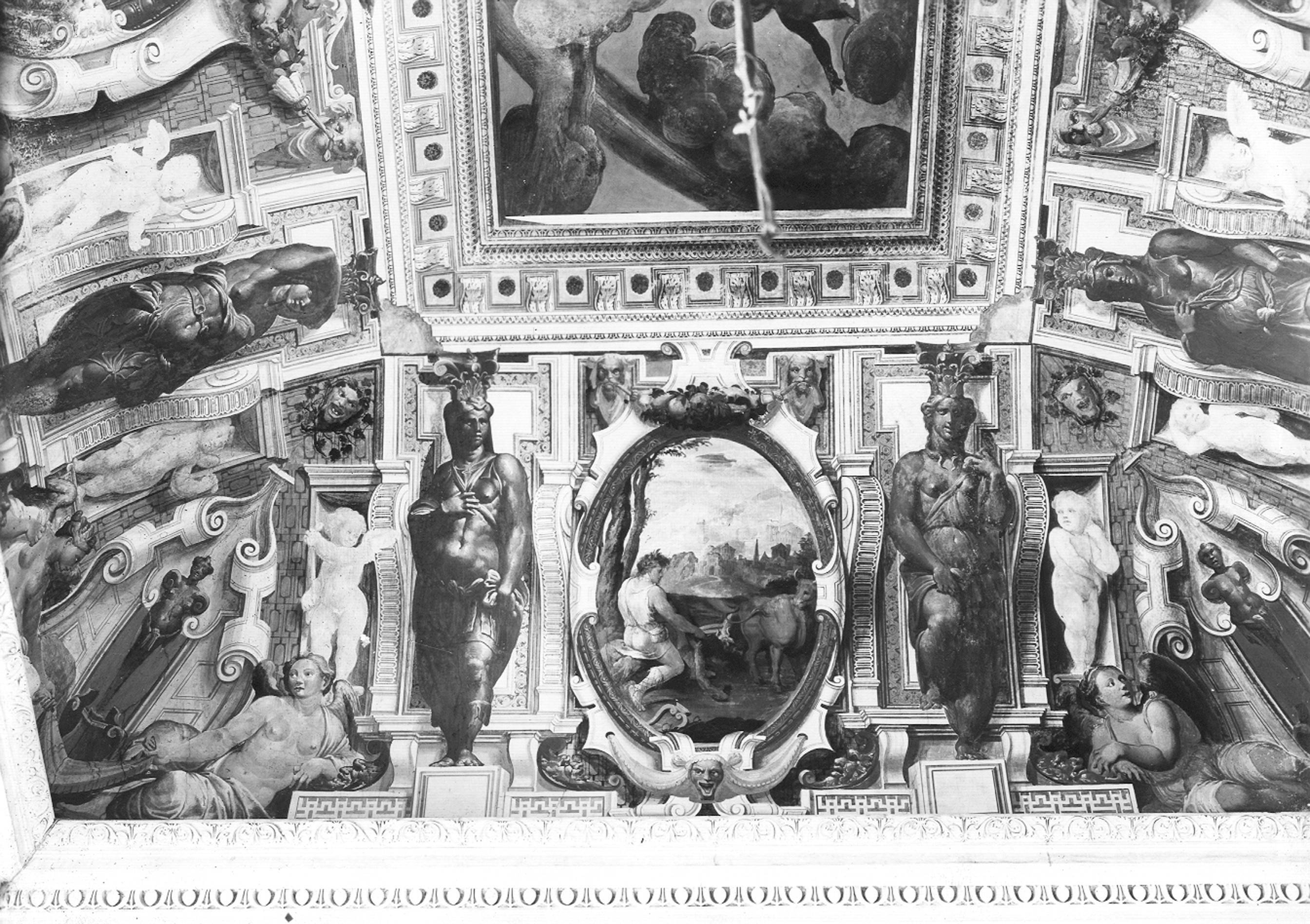 Semino Andrea e Ottavio. Affreschi di parte delle volta di una sala - Genova - Palazzo delle Peschiere (negativo) di Foto Cresta (prima metà XX)