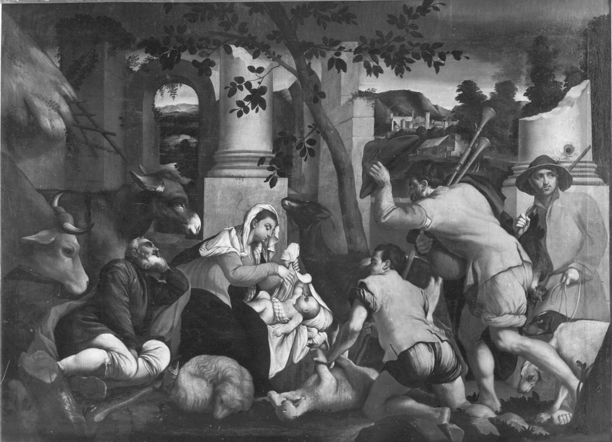 Bassano, Jacopo. Adorazione dei pastori - Genova - Palazzo Groppallo (negativo) di Foto Gasparini (prima metà XX)
