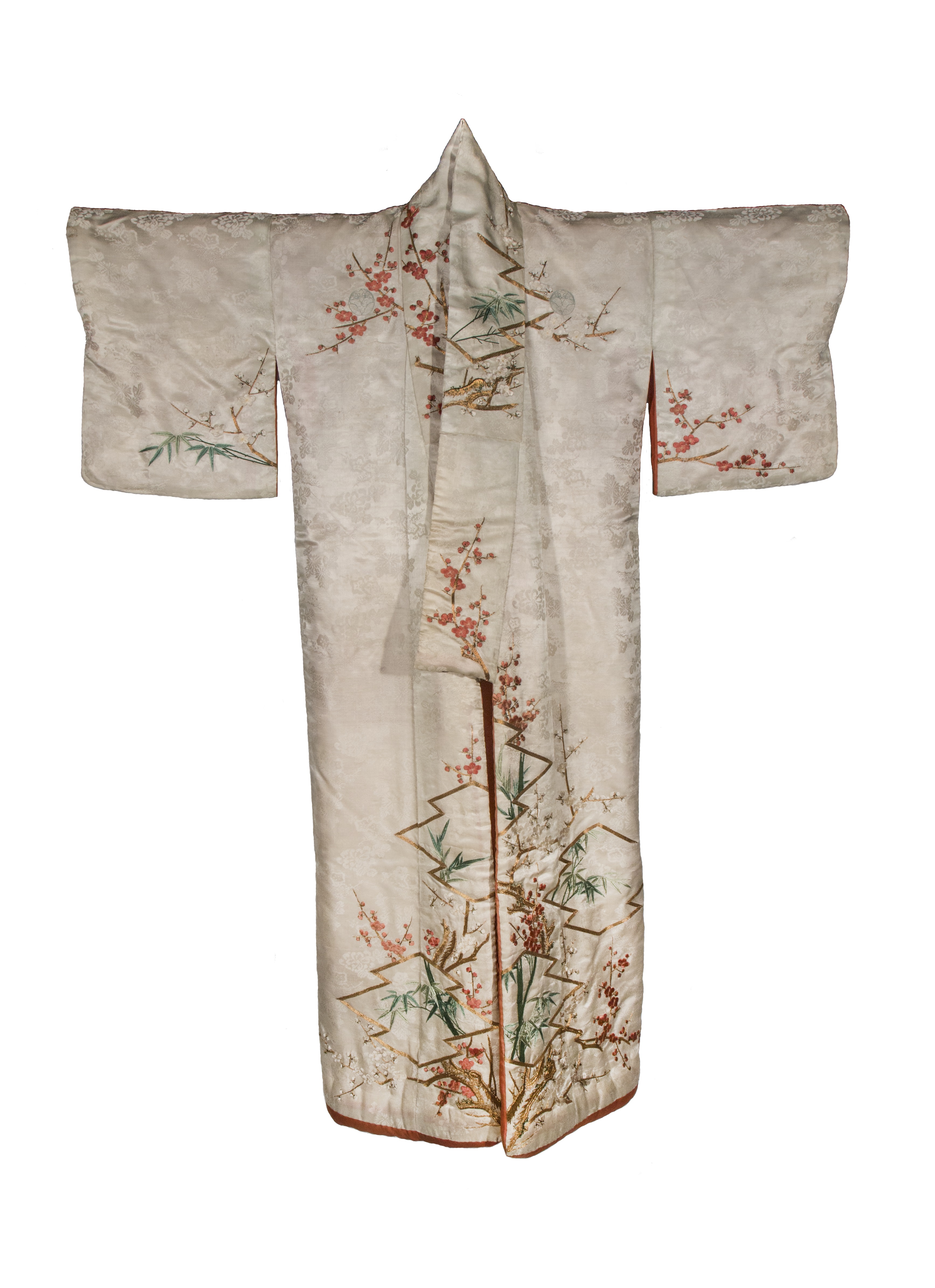 pino, pruno e bambù (abito femminile, elemento d'insieme) - ambito giapponese (seconda metà XIX)