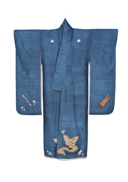 farfalla, strumenti musicali (abito femminile, elemento d'insieme) - ambito giapponese (seconda metà XIX)