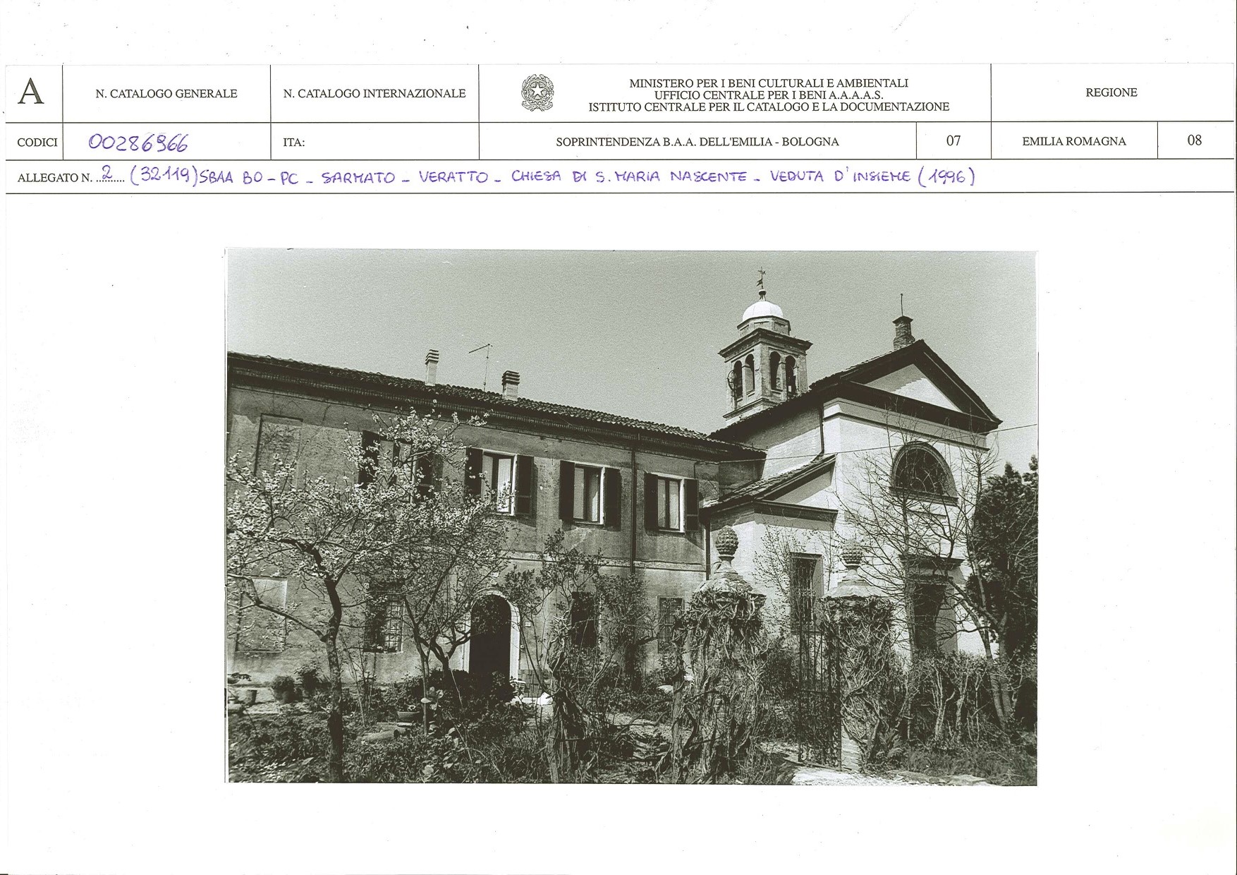 Chiesa di S. Maria Nascente (edilizia religiosa complessa a corpi aggregati, chiesistica) - Sarmato (PC) 