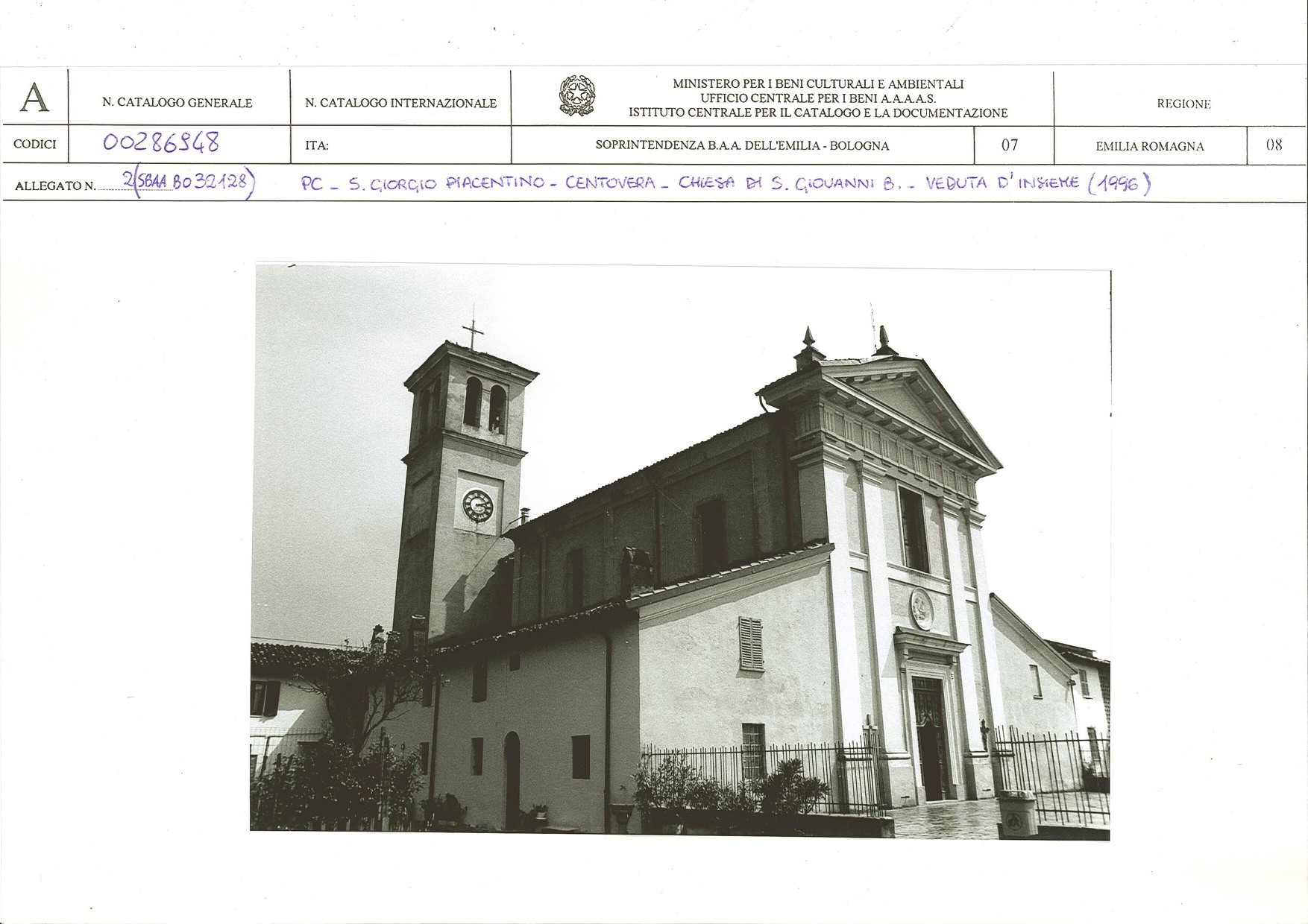 Chiesa di S. Giovanni Battista (edilizia religiosa complessa a corpi aggregati, chiesistica) - San Giorgio Piacentino (PC) 