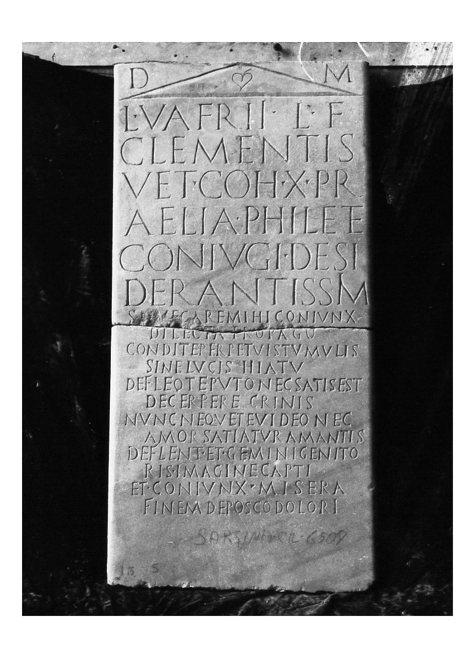 iscrizione funeraria - produzione imperiale (sec. II d.C)