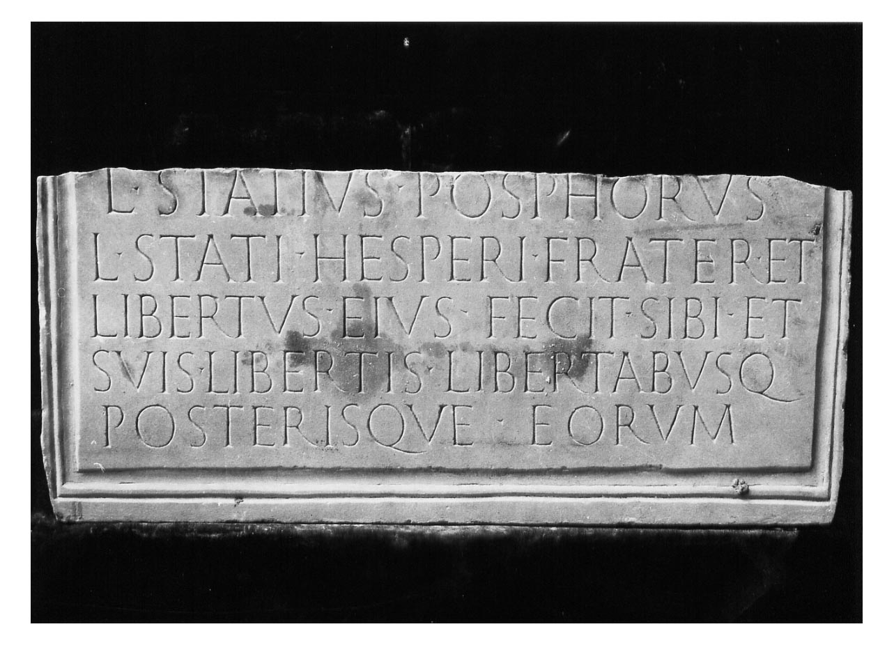 iscrizione funeraria - produzione imperiale (prima metà sec. II d.C)